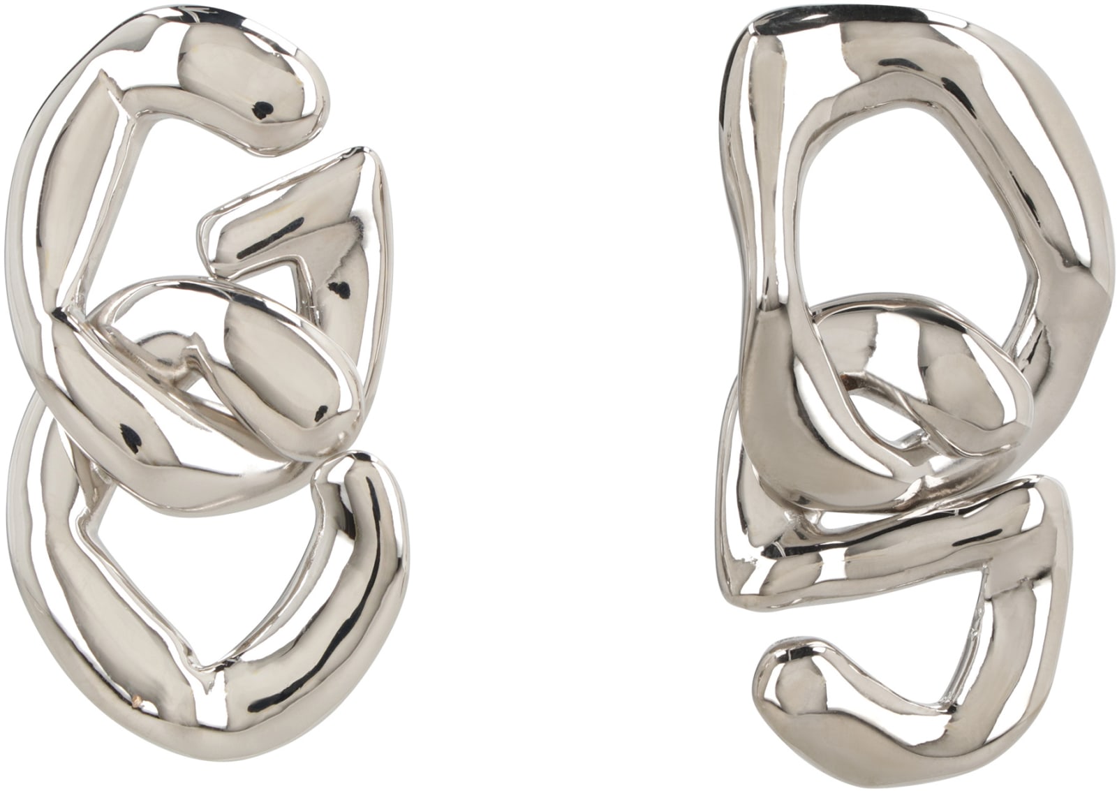Gcds Maxi Chain Earrings With Logo In Silver