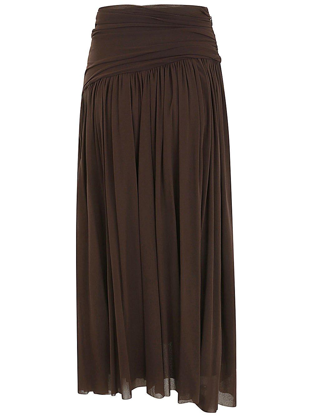 Shop Philosophy Di Lorenzo Serafini Draped-detail Pleated Asymmetric Skirt In Brown