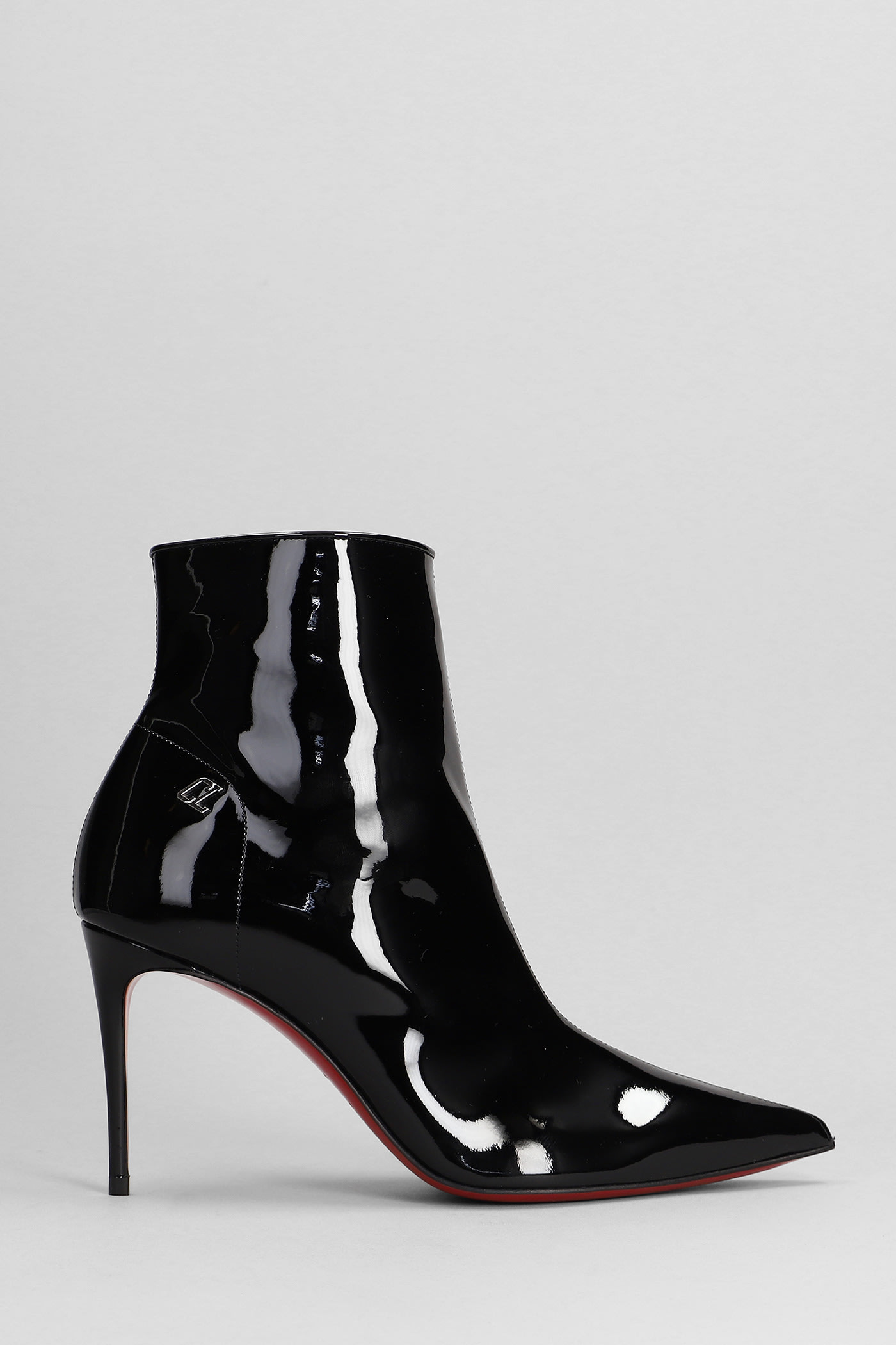 Sporty Kate Booty High Heels Ankle Boots In Black Patent Leather