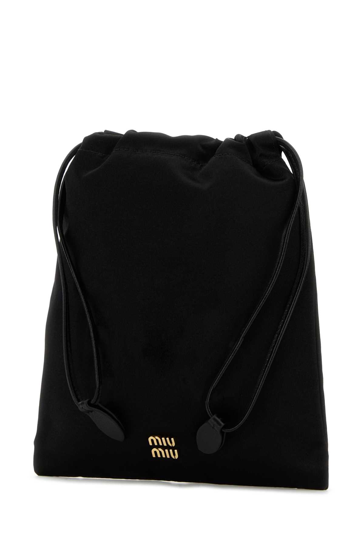 Shop Miu Miu Black Satin Pouch In Nero