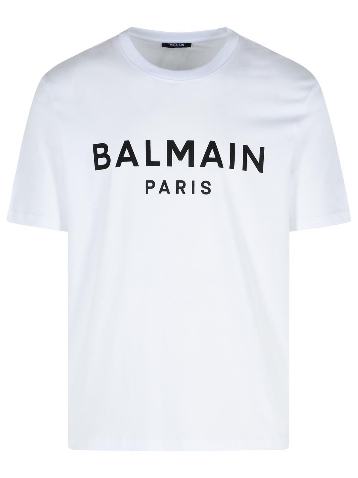 Balmain Crew Neck T-shirt With Bold Logo Detailing In White