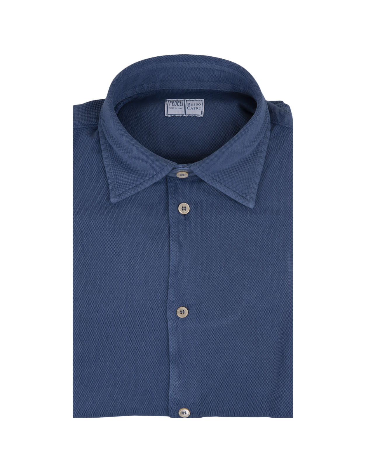 Shop Fedeli Teorema Shirt In Blue Cotton Piqué