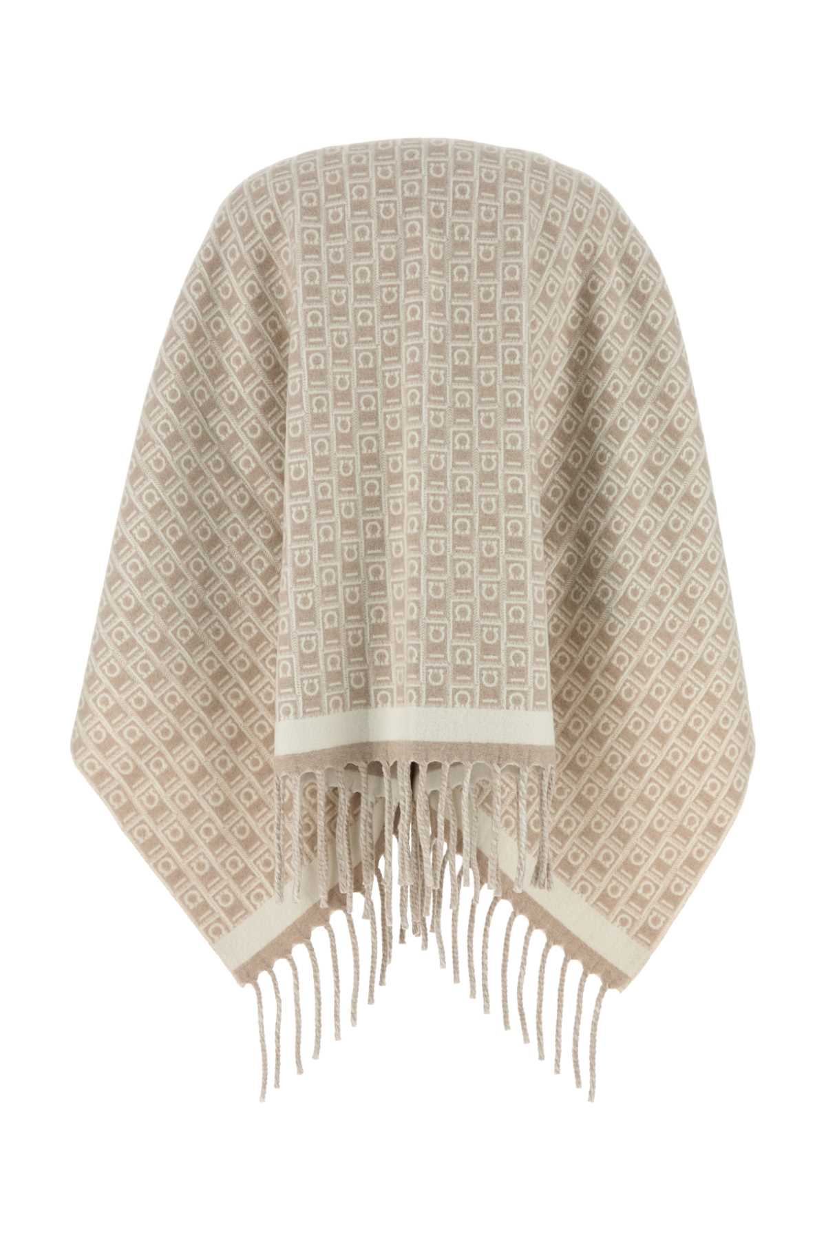 Ferragamo Wool Reversible Cape With Embroidered Geometric Pattern