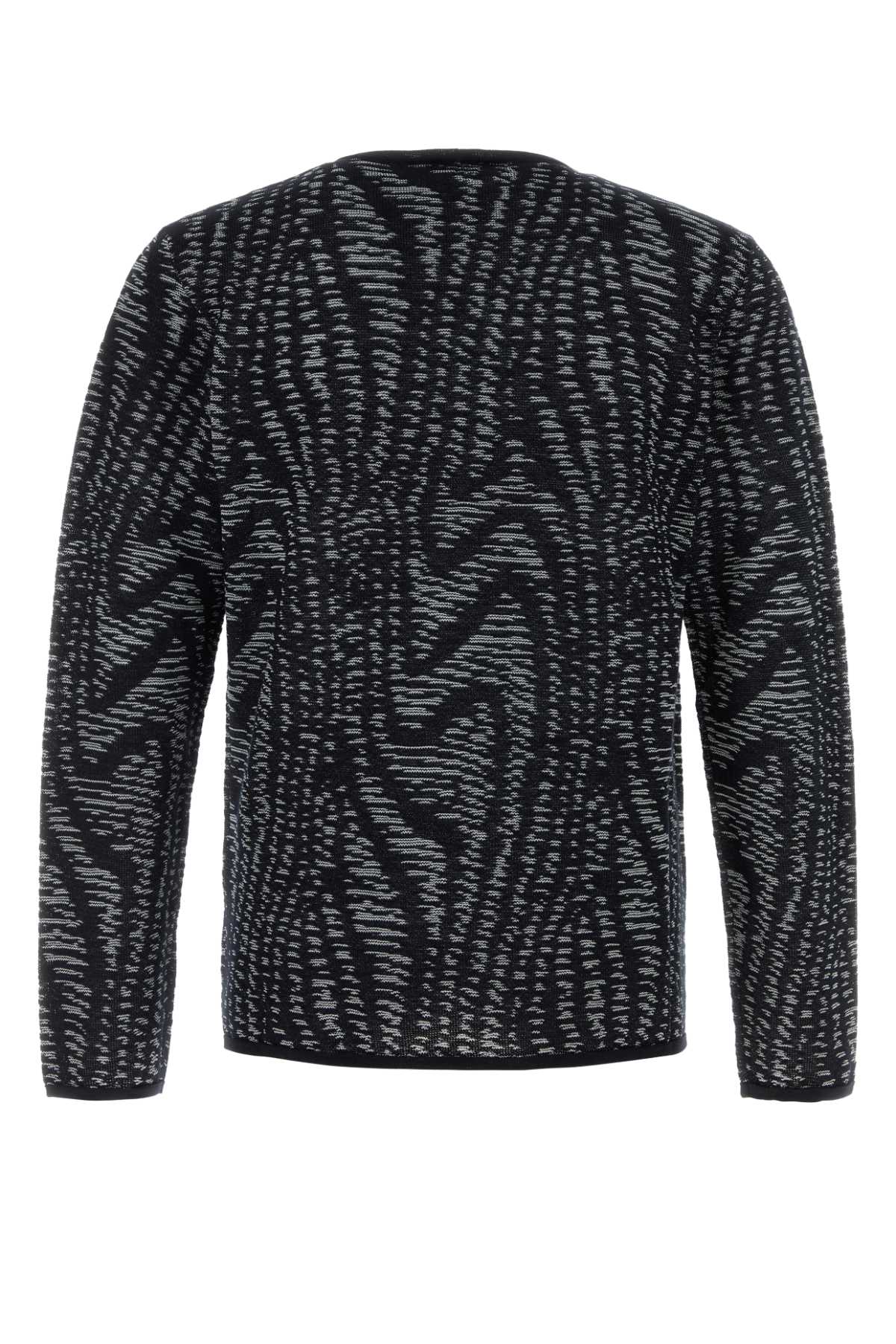 Giorgio Armani Men's Embroidered Jacquard Sweater In Blubianco