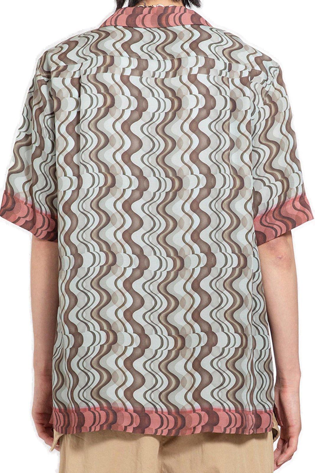Shop Dries Van Noten Pattern-printed Short-sleeved Shirt In Brown