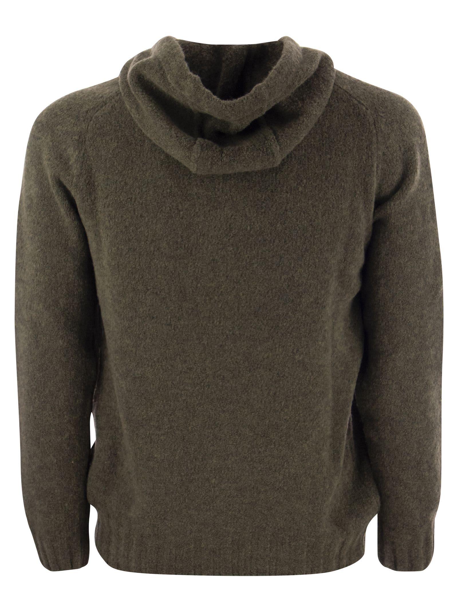 Shop Tagliatore Wool Pullover With Hood In Military Green