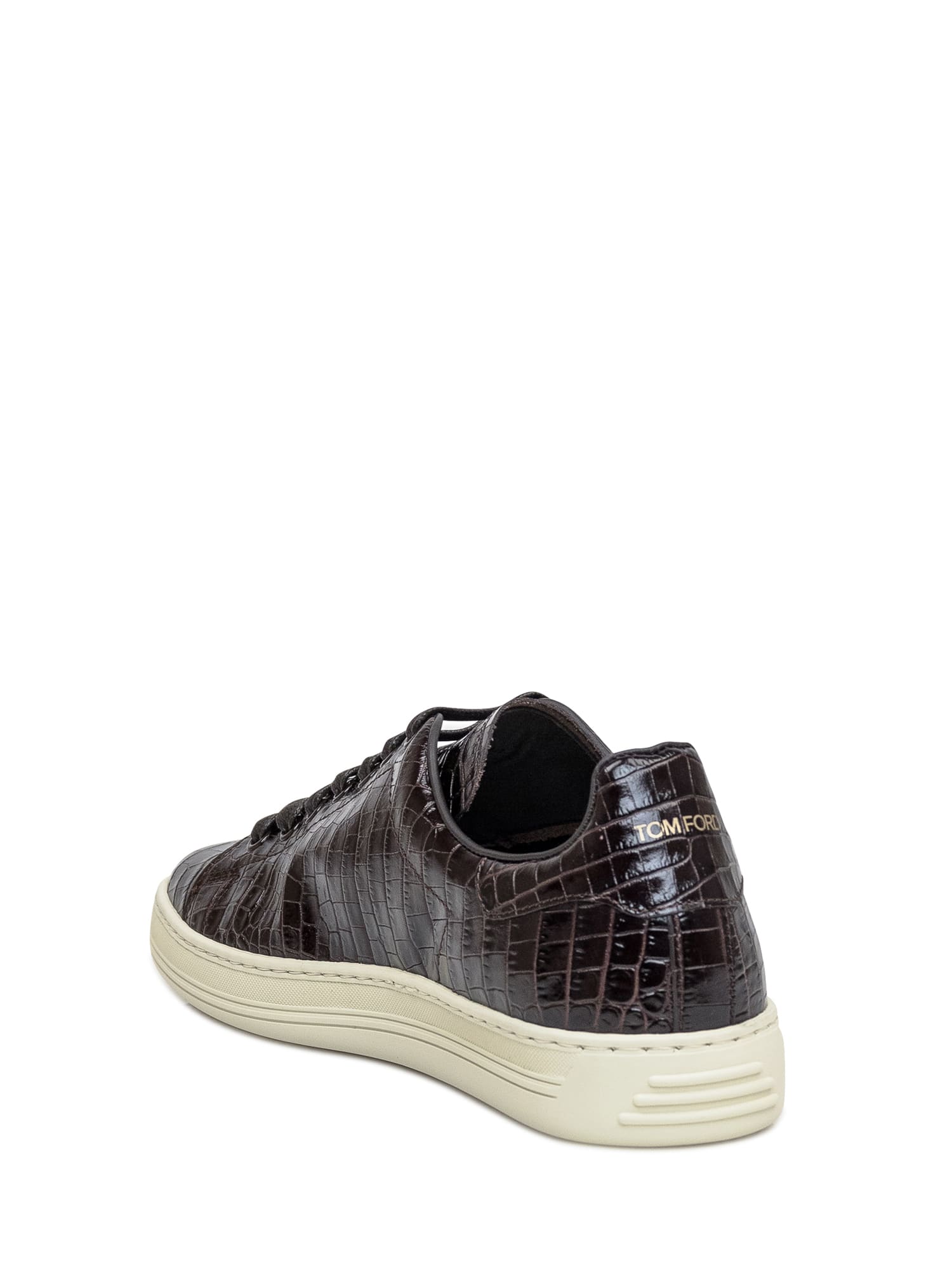 Shop Tom Ford Warwick Sneaker In Ebony Brown-cream