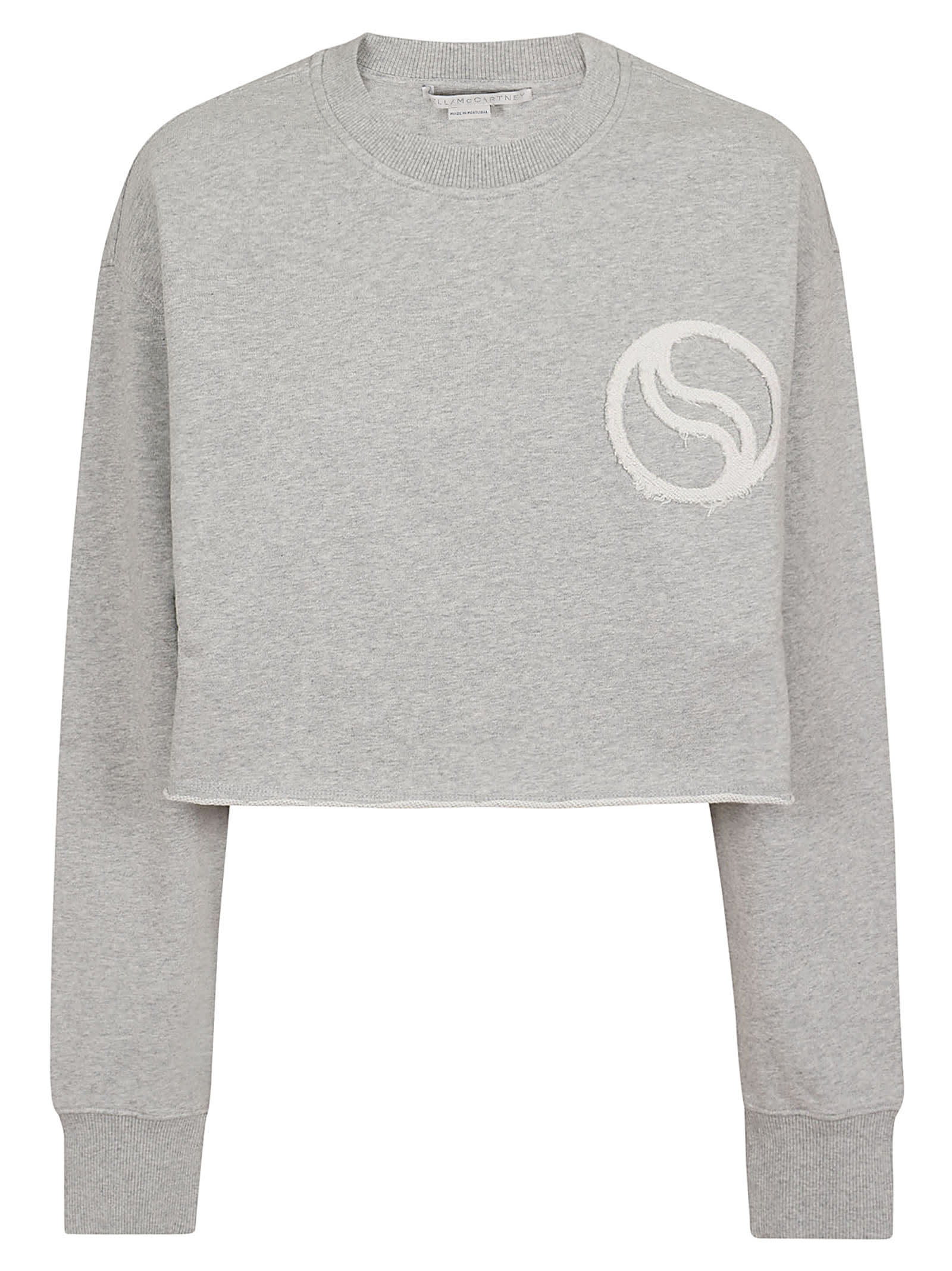 Shop Stella Mccartney Logo Patch Cropped Sweatshirt In Light Grey Melange