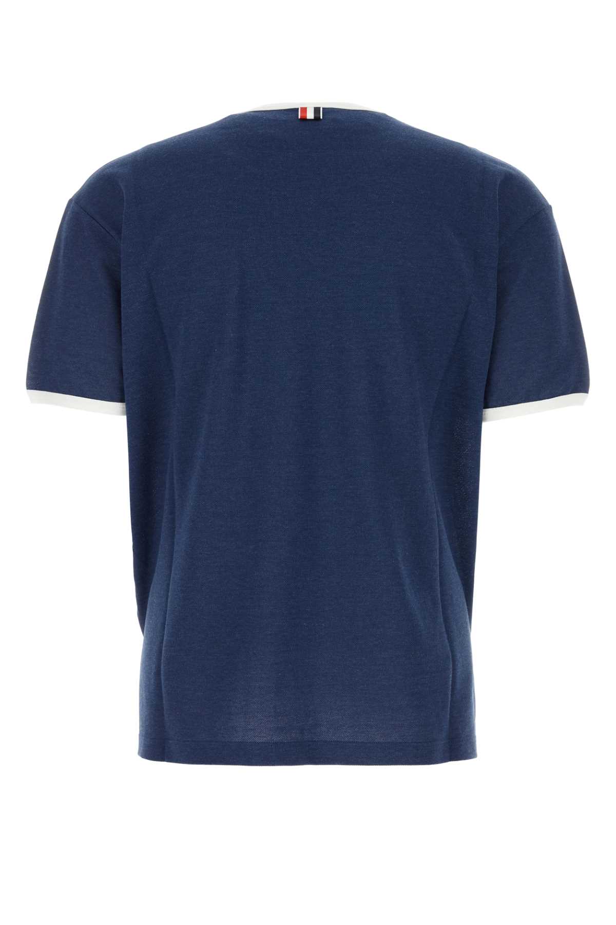 THOM BROWNE BLUE PIQUET T-SHIRT