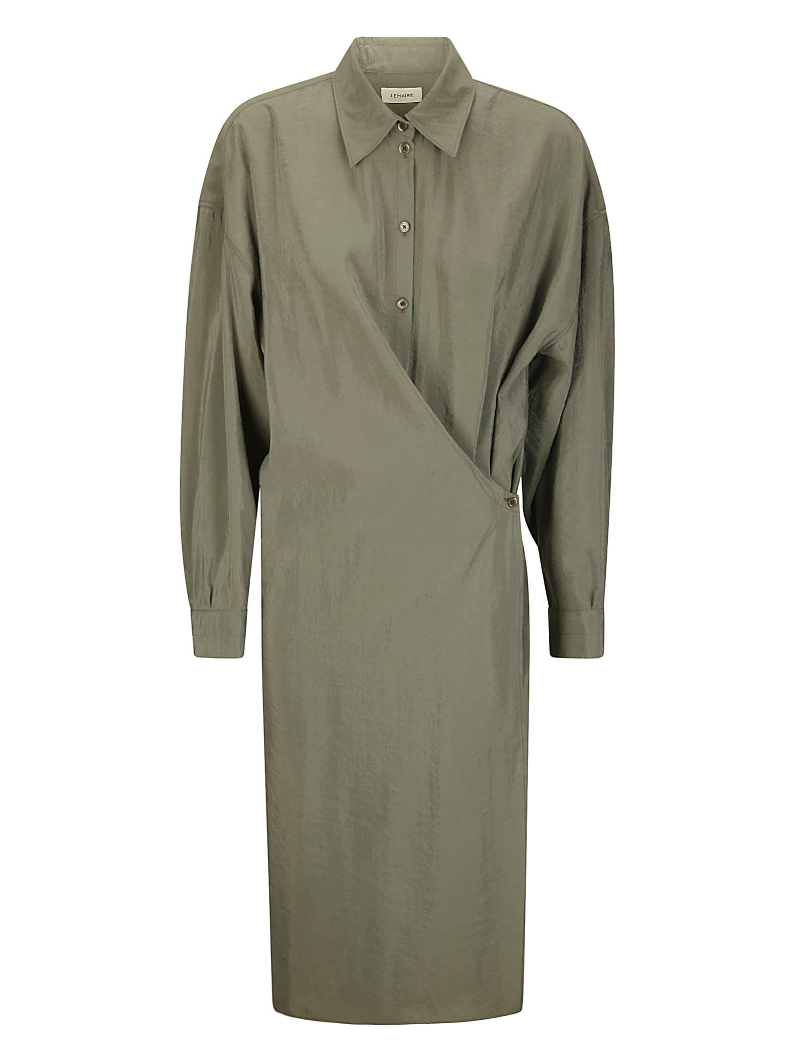 Shop Lemaire Straight Collar Twisted Dress In Ash Grey