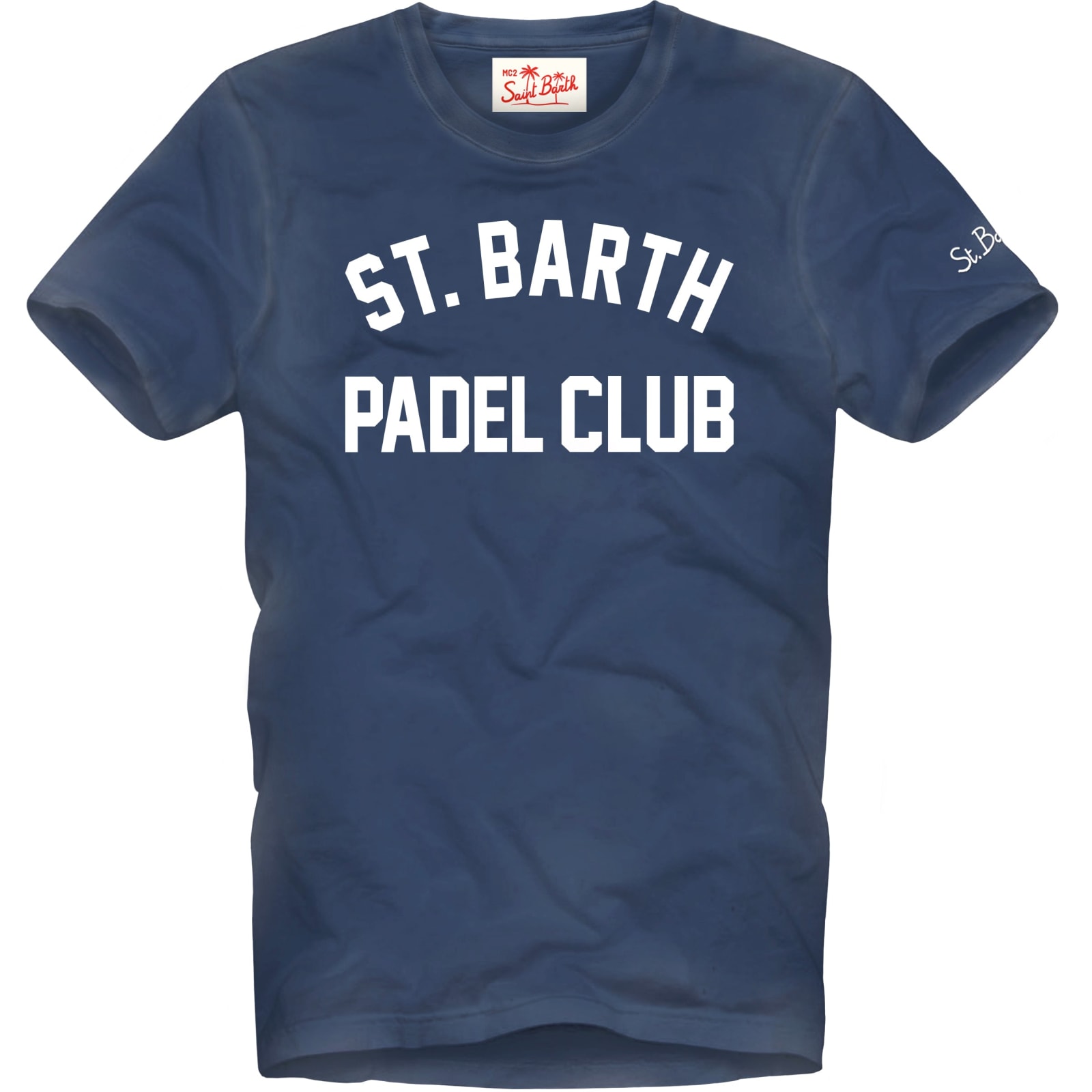 Mc2 Saint Barth Man Navy Blue T-shirt With St. Barth Padel Club Print