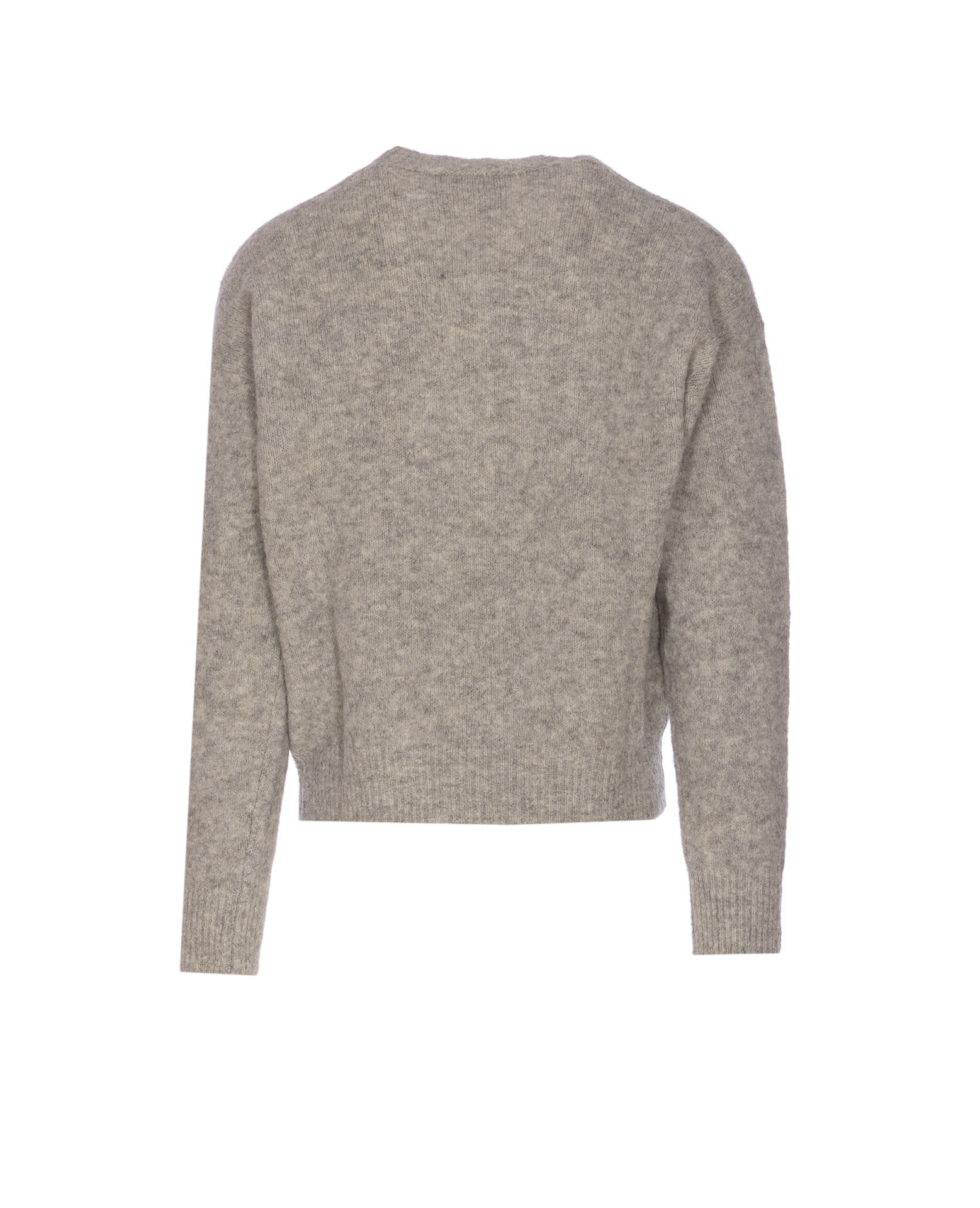 Ami Alexandre Mattiussi Grey Crew Neck Sweater With Lettering Logo In Alpaca And Wool Blend Woman In Gray