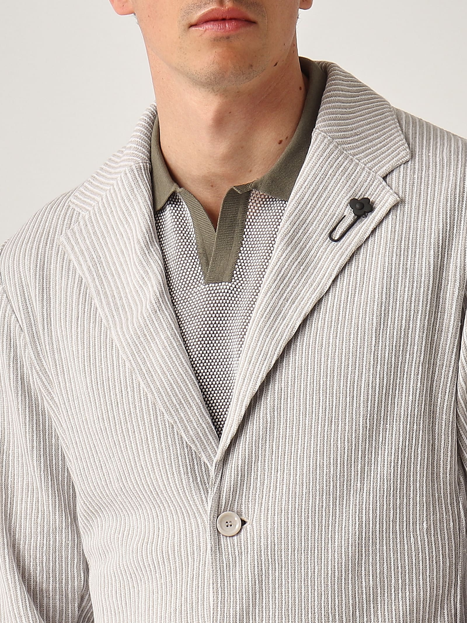 Lardini Giacca Maglia Jacket In Gray