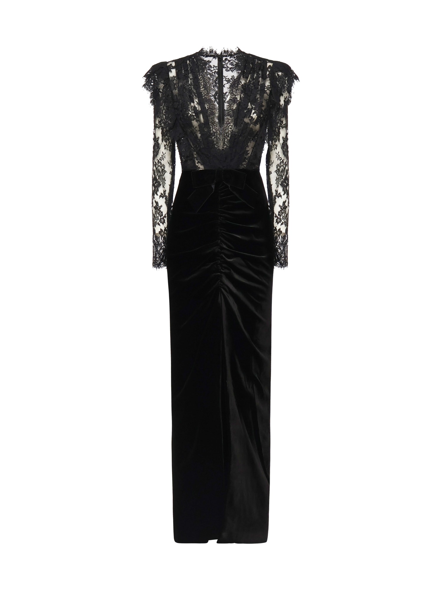 Alessandra Rich Women Velvet And Lace Dress In Black