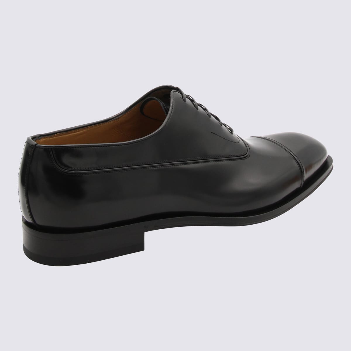 Shop Ferragamo Black Leather Lace Up Shoes In Nero || Nero || New Biscotto