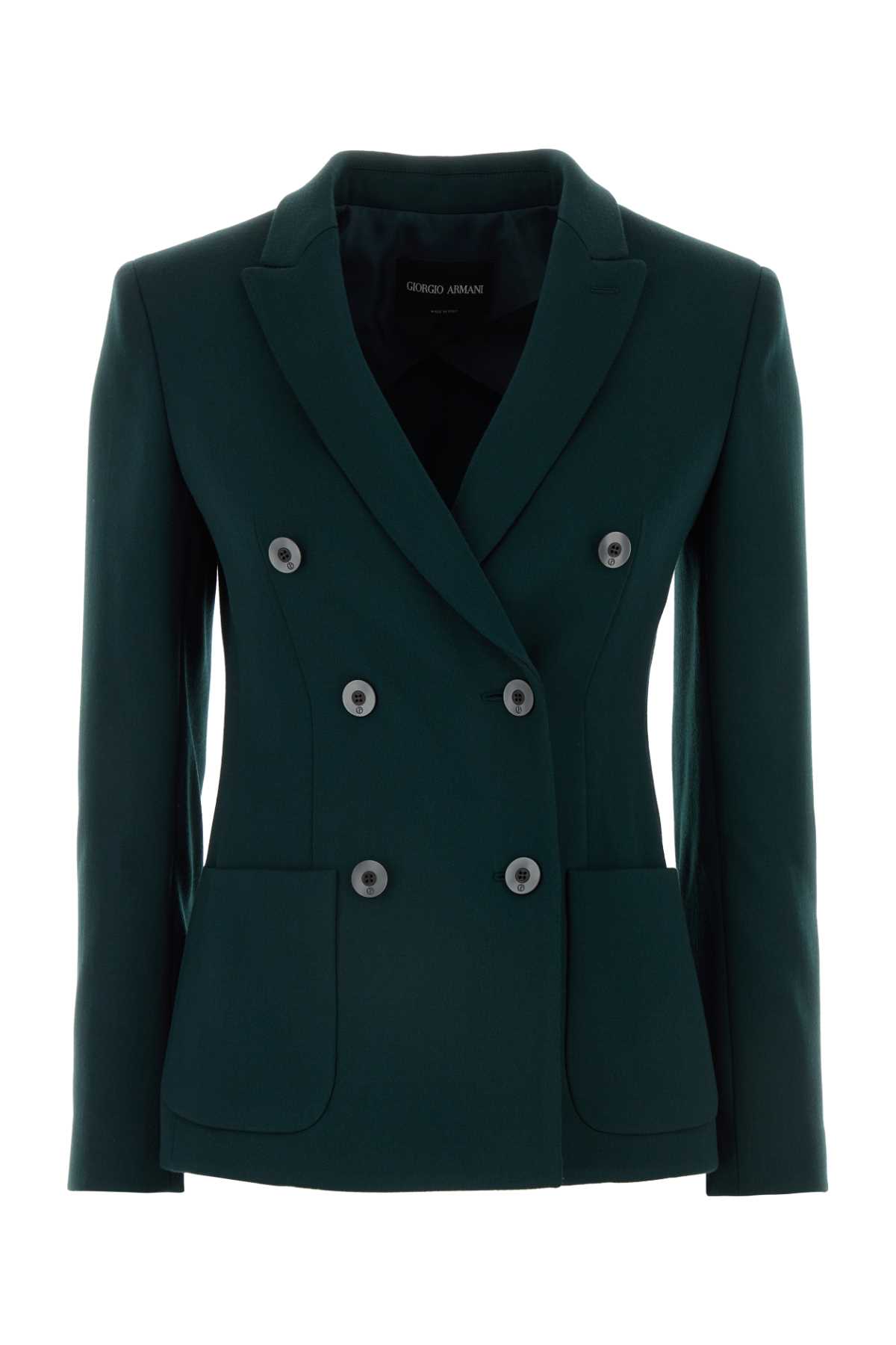 Shop Giorgio Armani Bottle Green Stretch Wool Blazer In Forest