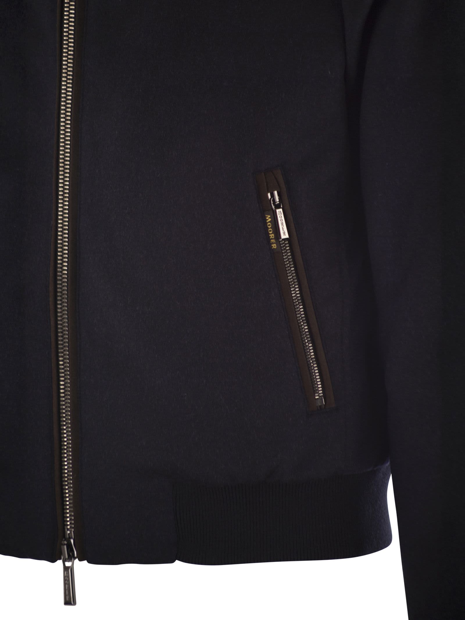 Moorer High Collar Coat With Ribbed Cuffs And Hem In Black