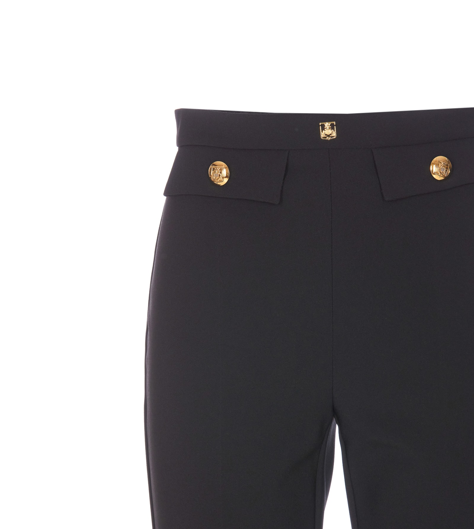 Shop Elisabetta Franchi Straight Pants With Logo Rivet In Black