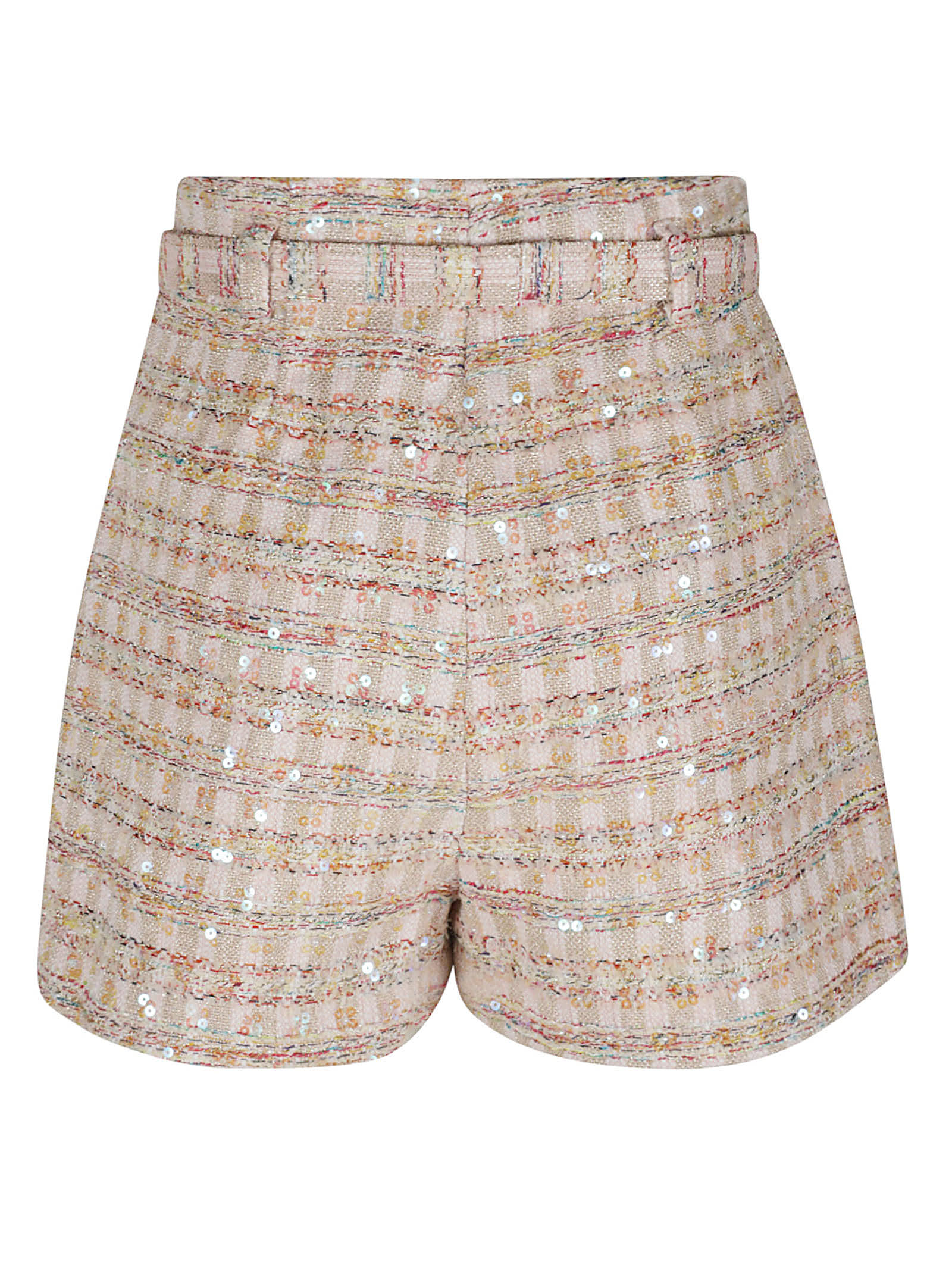 Shop Self-portrait Pink Sequin Boucle Shorts