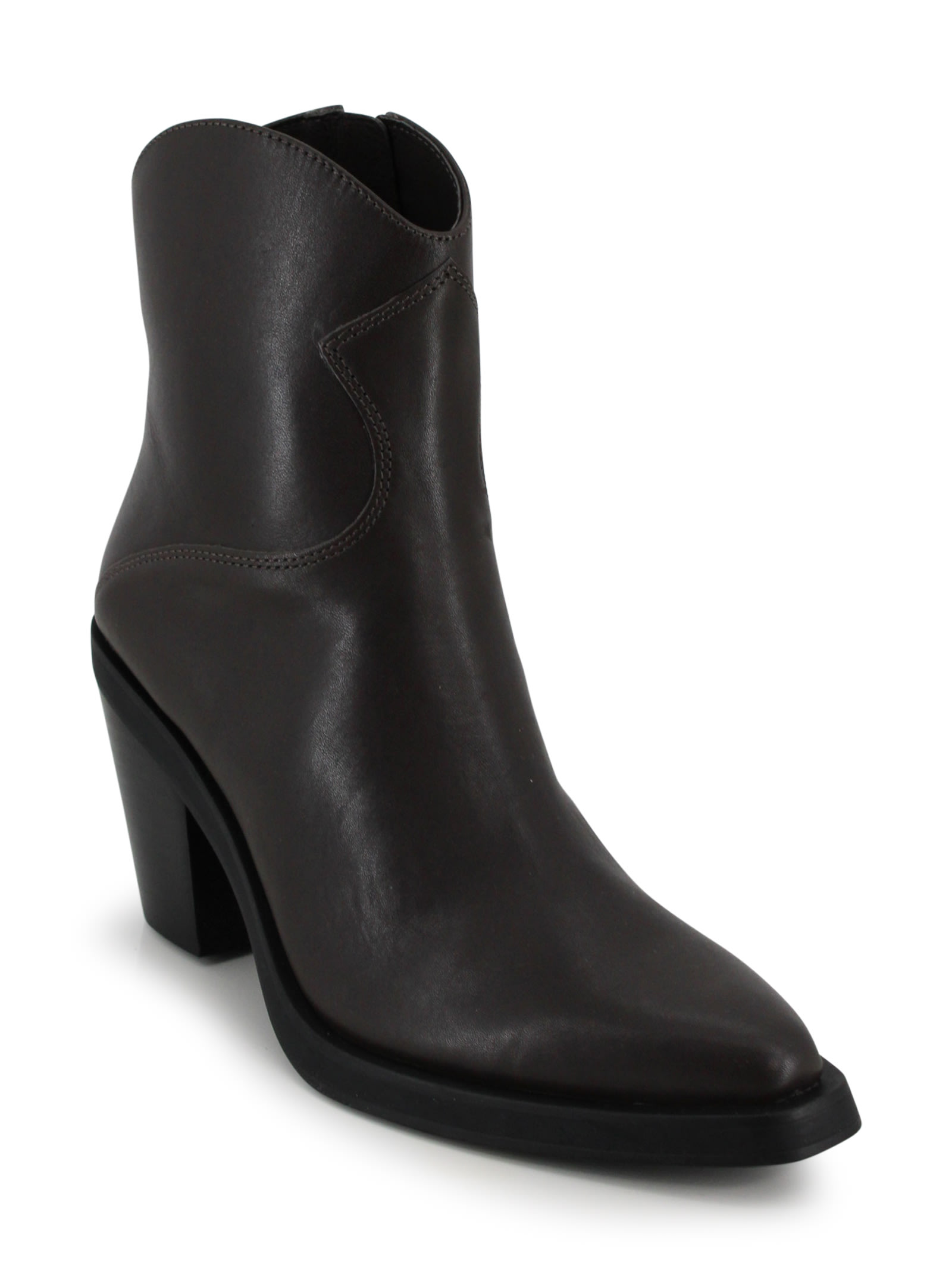 Ash Short Brown Leather Boots In Brown