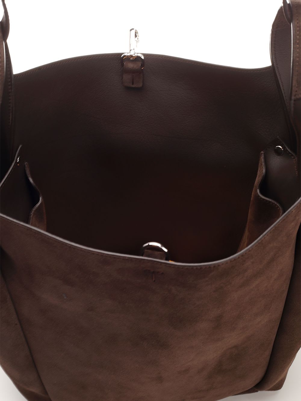 Shop Tod's Suede Bucket Bag In Brown