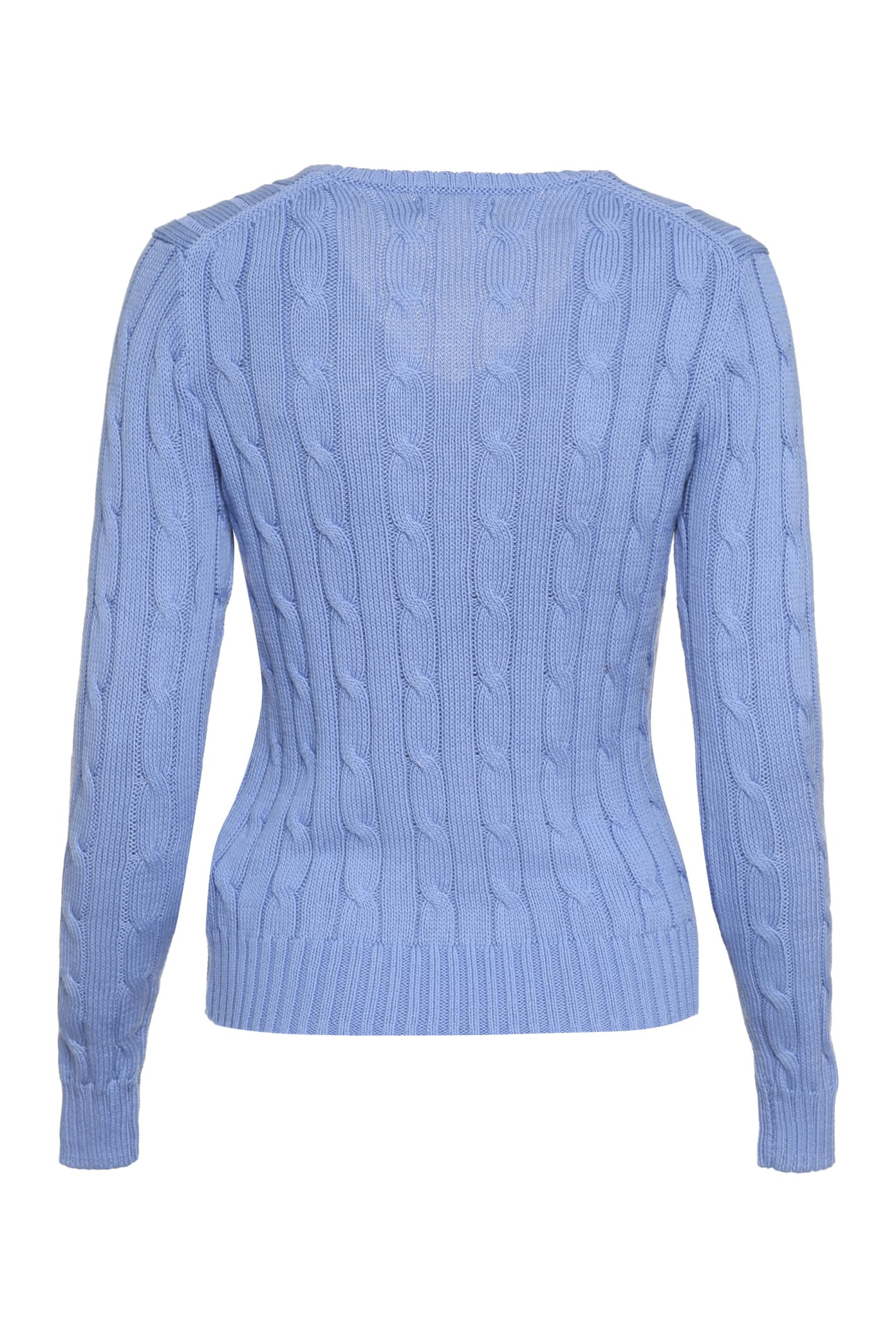 Shop Polo Ralph Lauren Cable Knit Sweater In Blue