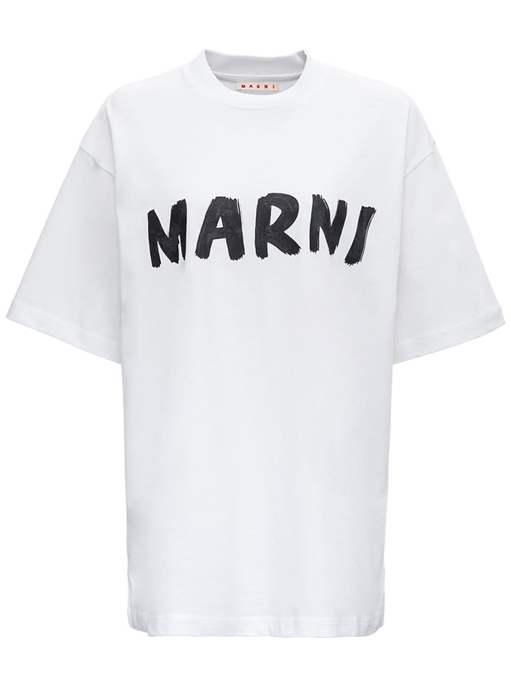 Marni White Cotton T-shirt With Logo Print