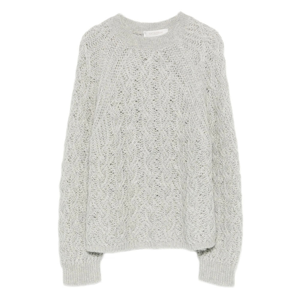 Antonelli Openwork Knitted Sweater In Gray