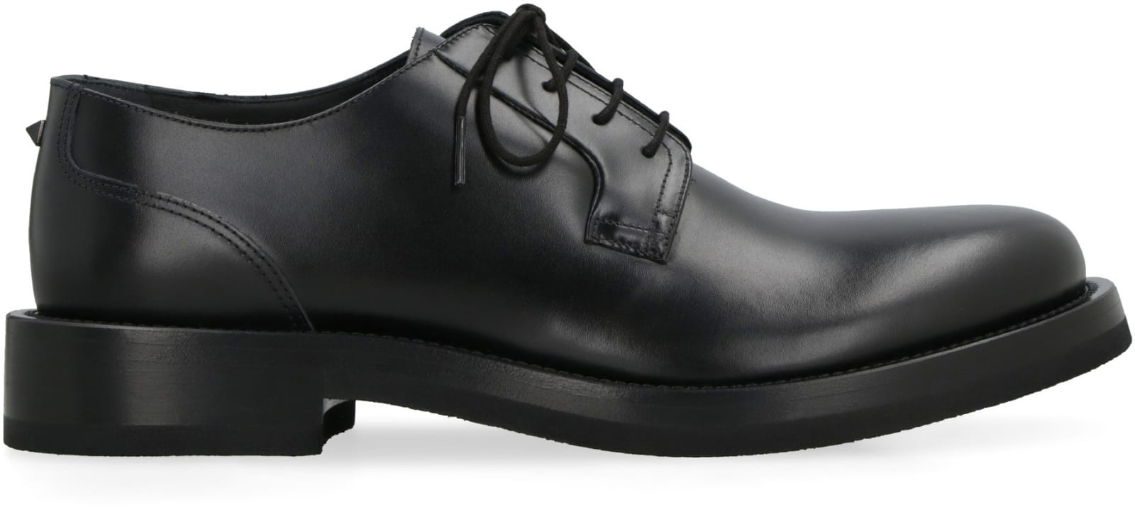 Valentino Derby Rockstud Essential Leather Lace-up Shoes In Animal Print