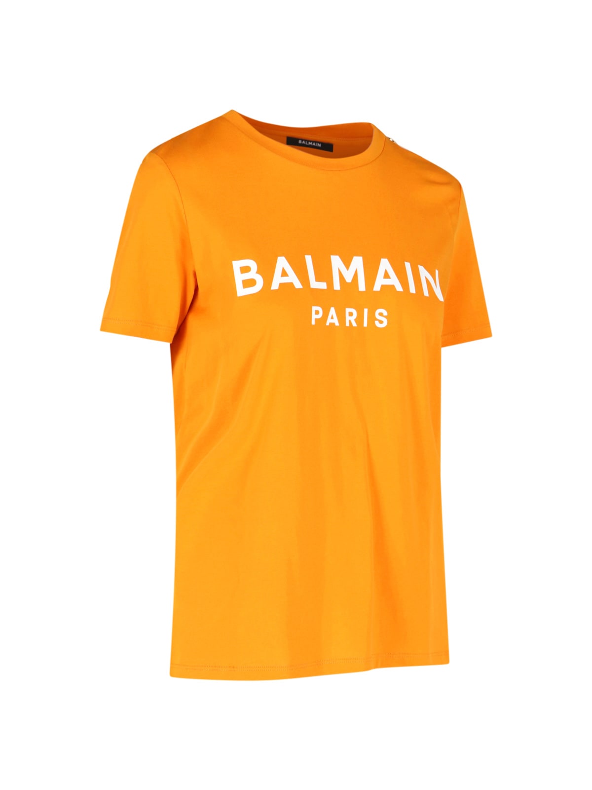 Shop Balmain T-shirt In Arancione/bianco