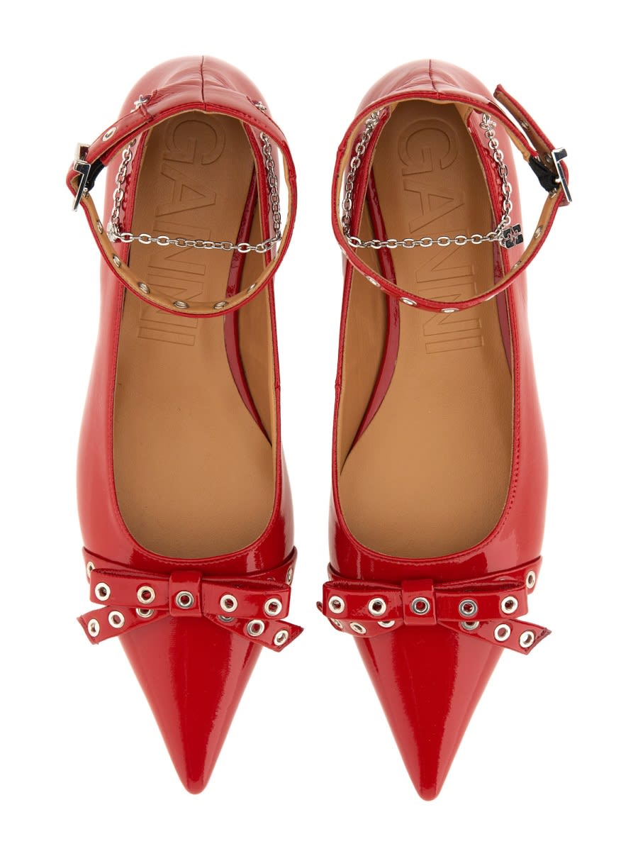 Shop Ganni Jewel Ballerina In Red