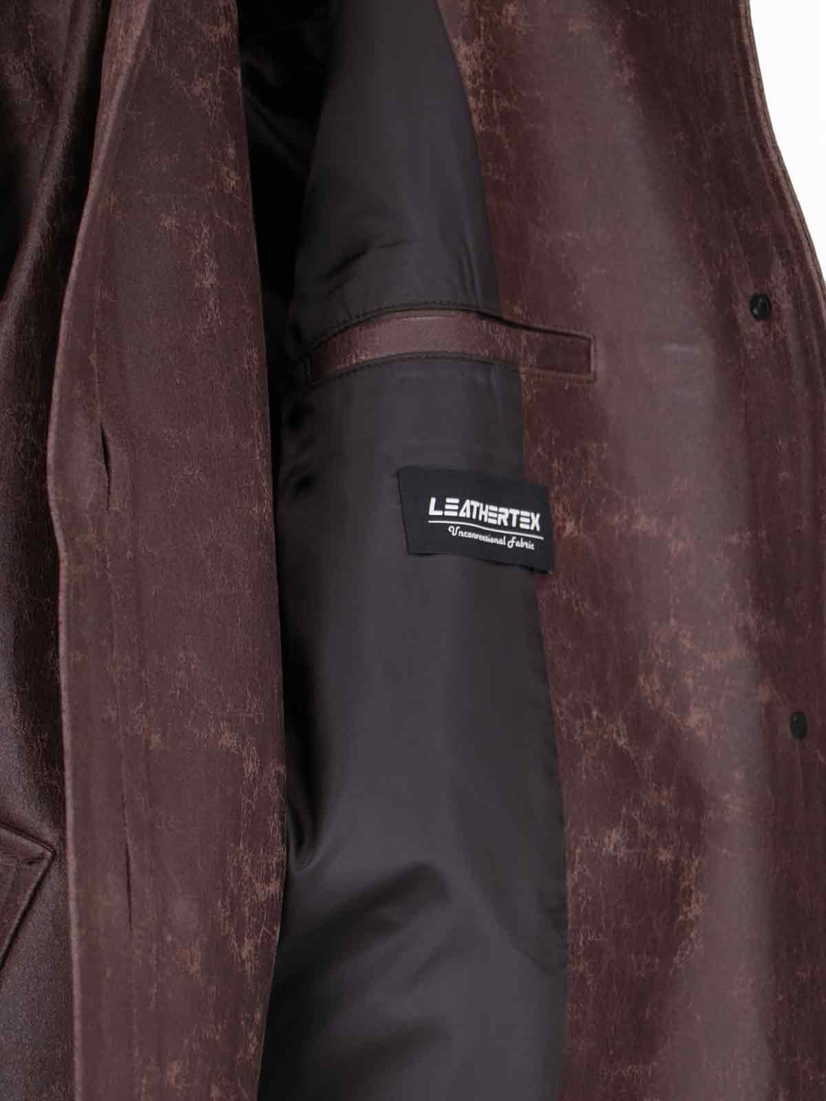 Shop Low Classic Faux Leather Coat In Brown