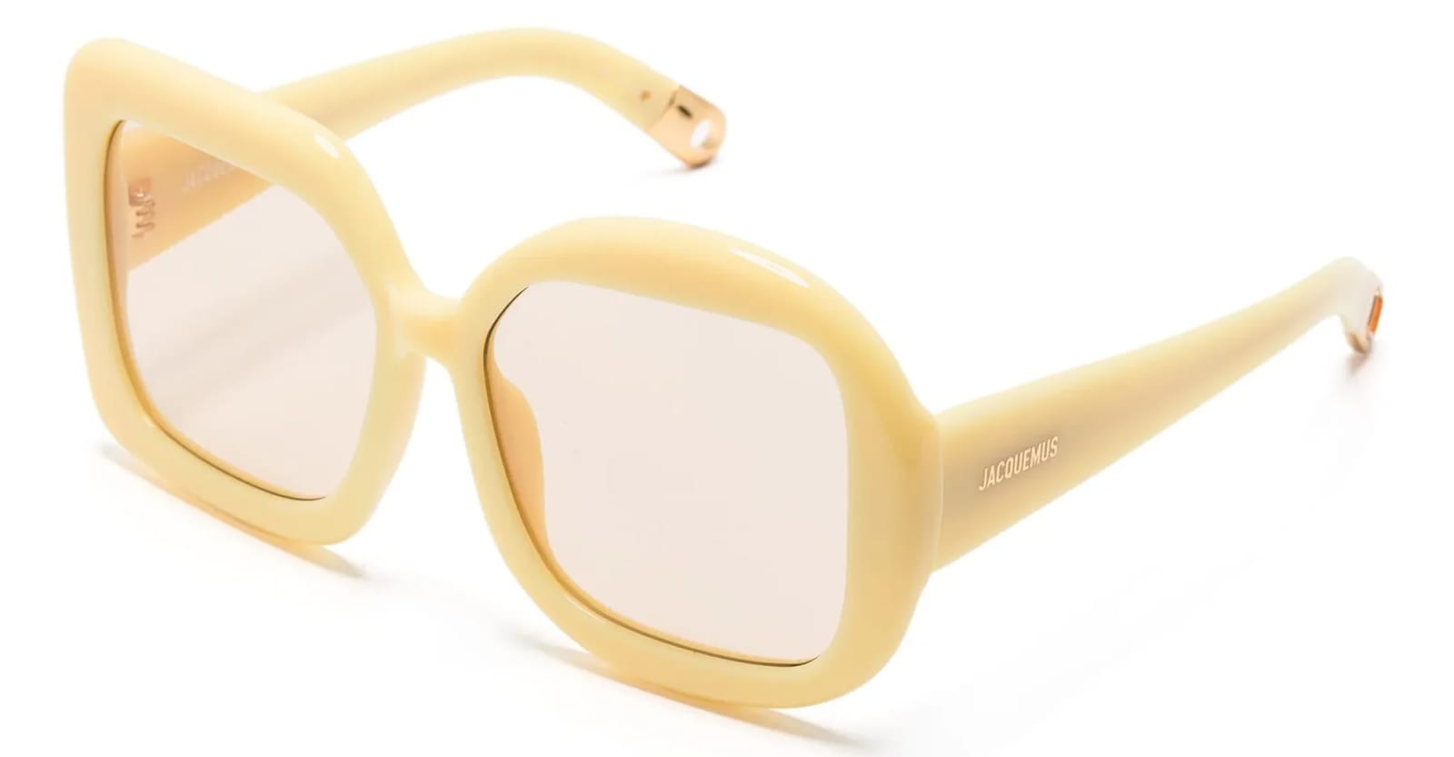 Shop Jacquemus Carre Rond - Pear Sorbet Sunglasses In C3