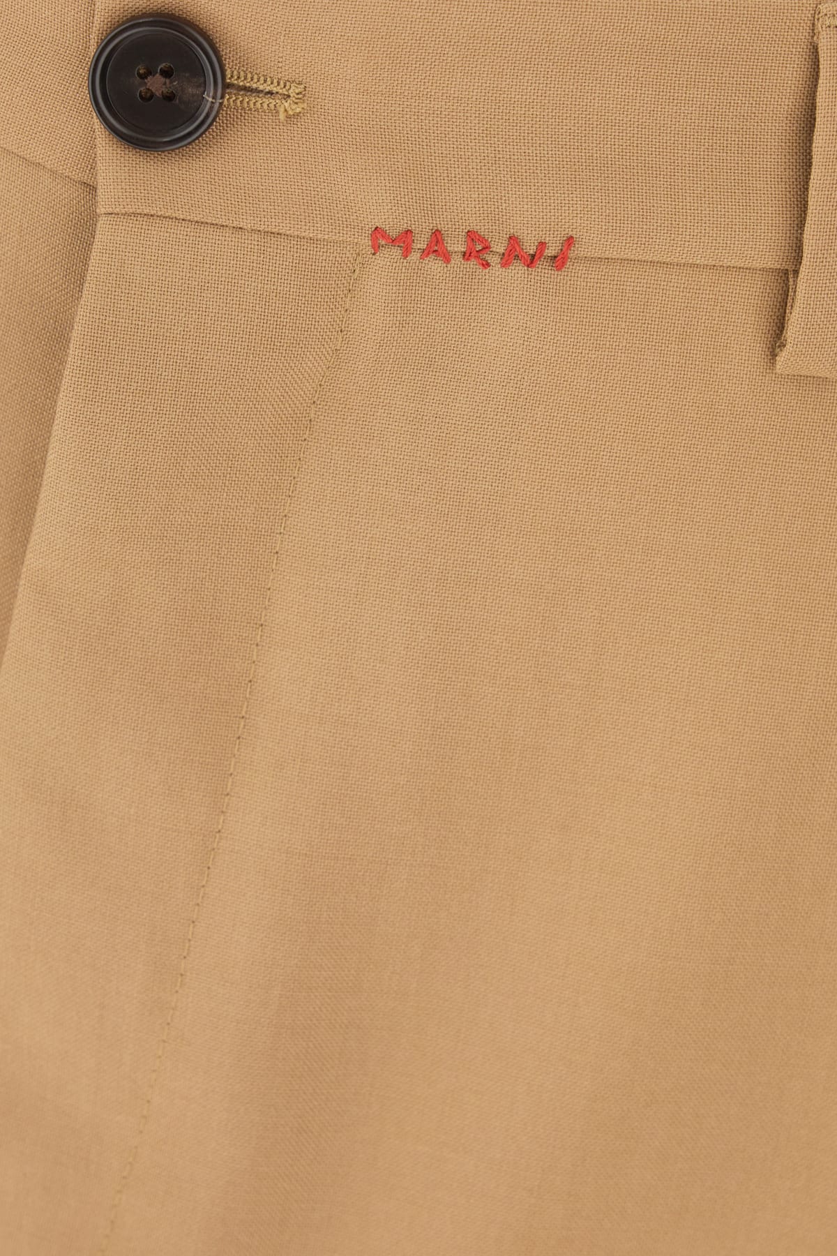 Shop Marni Camel Wool Pants In Biscuit