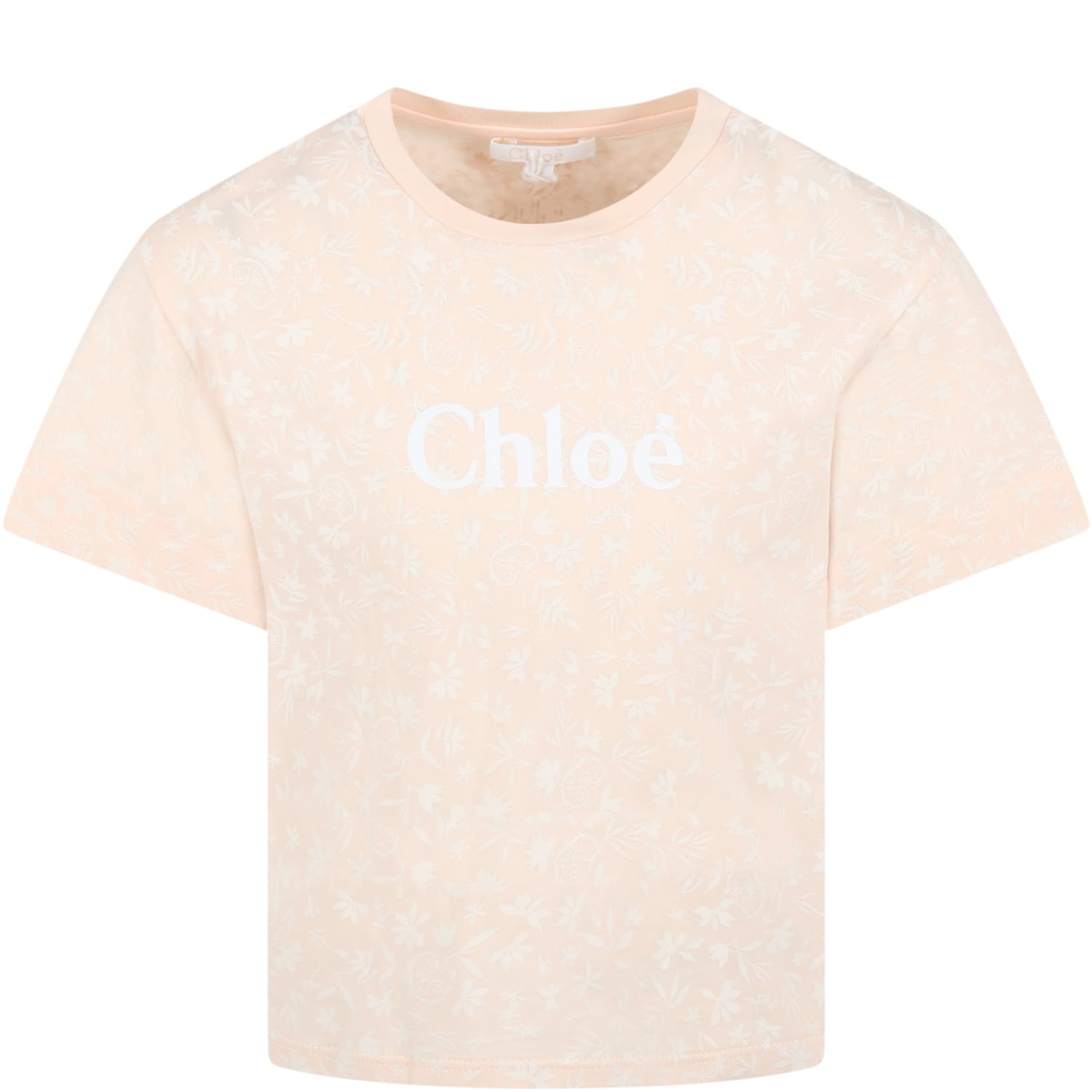 Chloé Pink T-shirt For Girl With Flowers