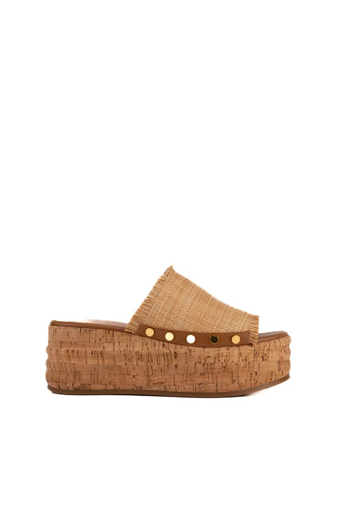Coccinelle Raffia And Cork Wedges In Natural/cuir