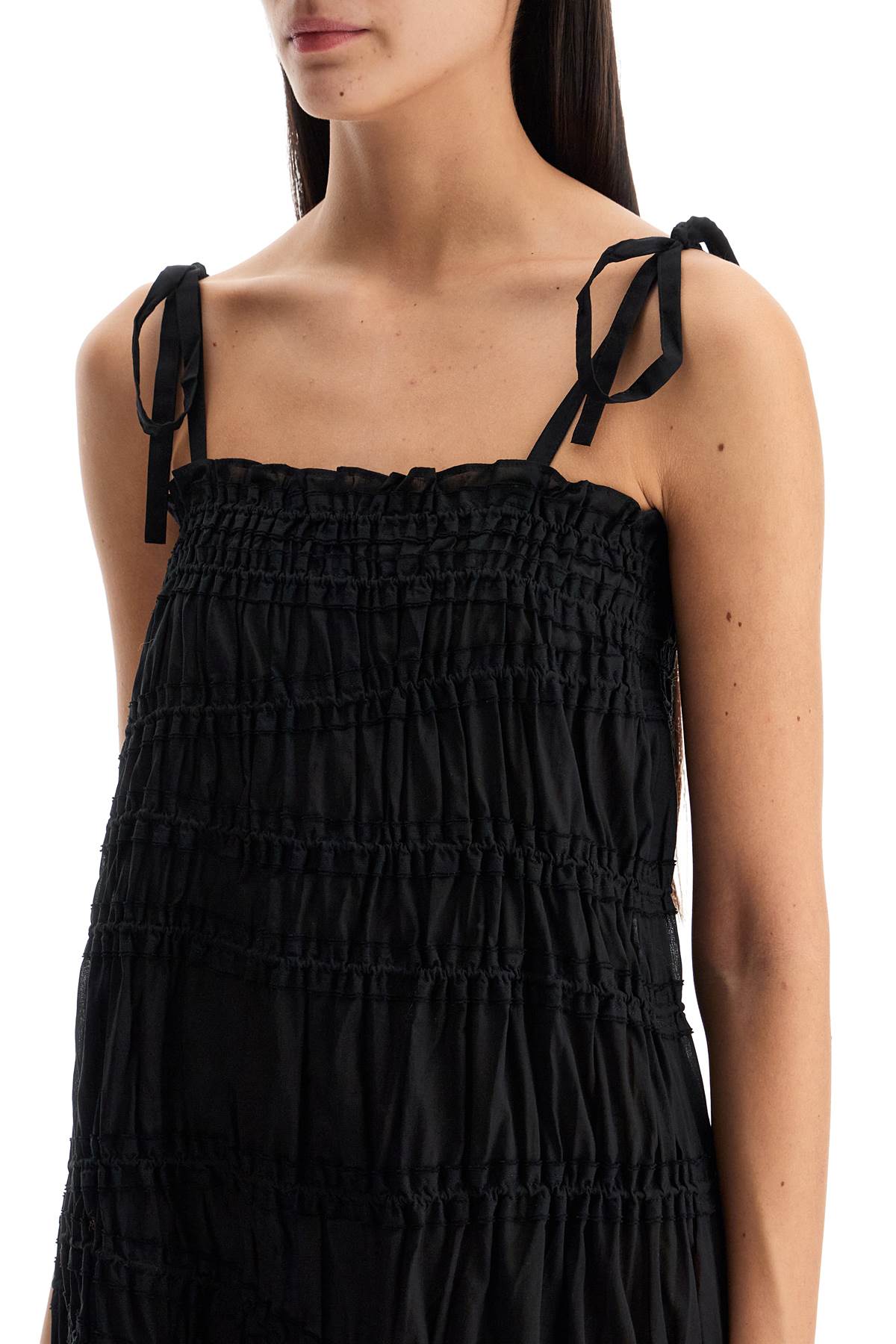 Tory Burch Cotton Smocked Midi Dress In Black (black)