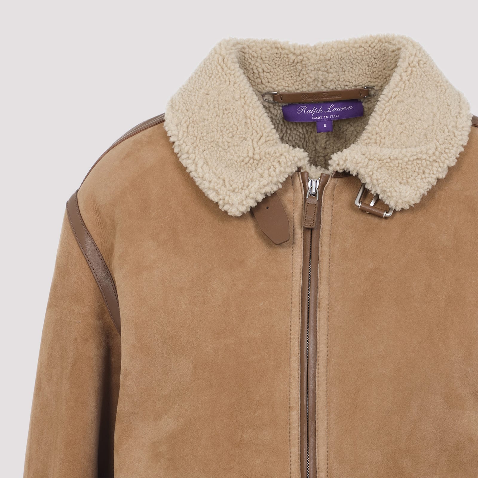 Ralph Lauren Morrison Shearling-trimmed Suede Jacket In Brown