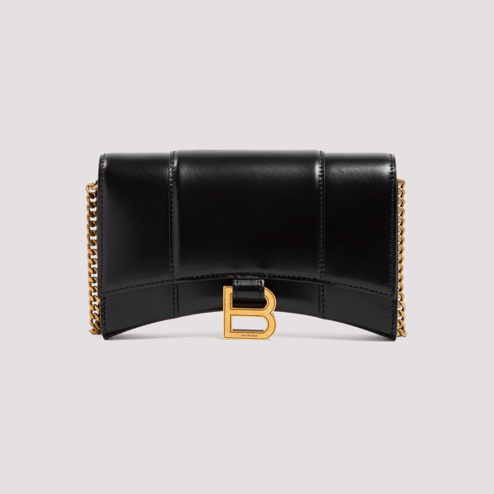 Shop Balenciaga Hourglass Wallet On Chain In Black