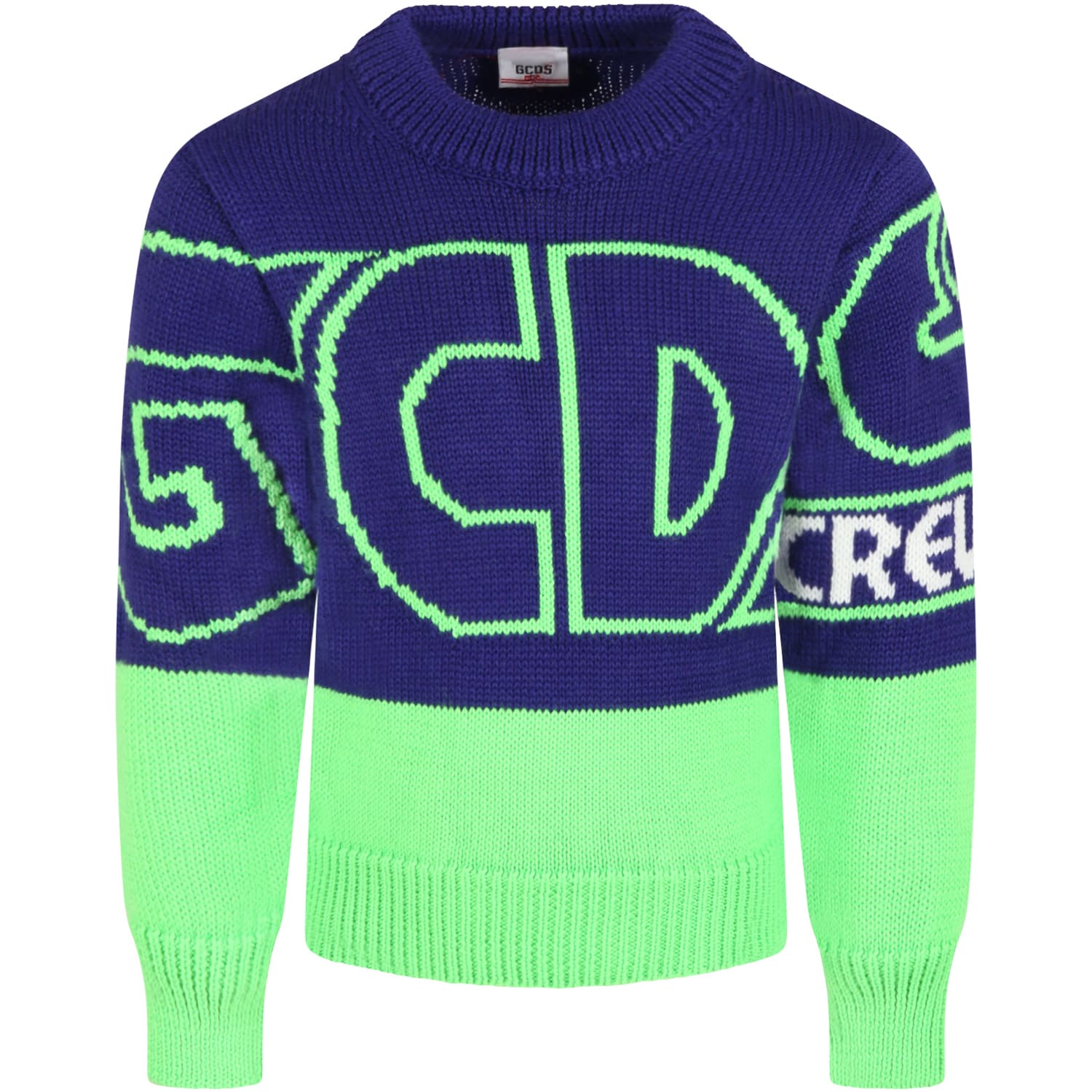GCDS Mini Purple Sweater For Kids With Green Logo