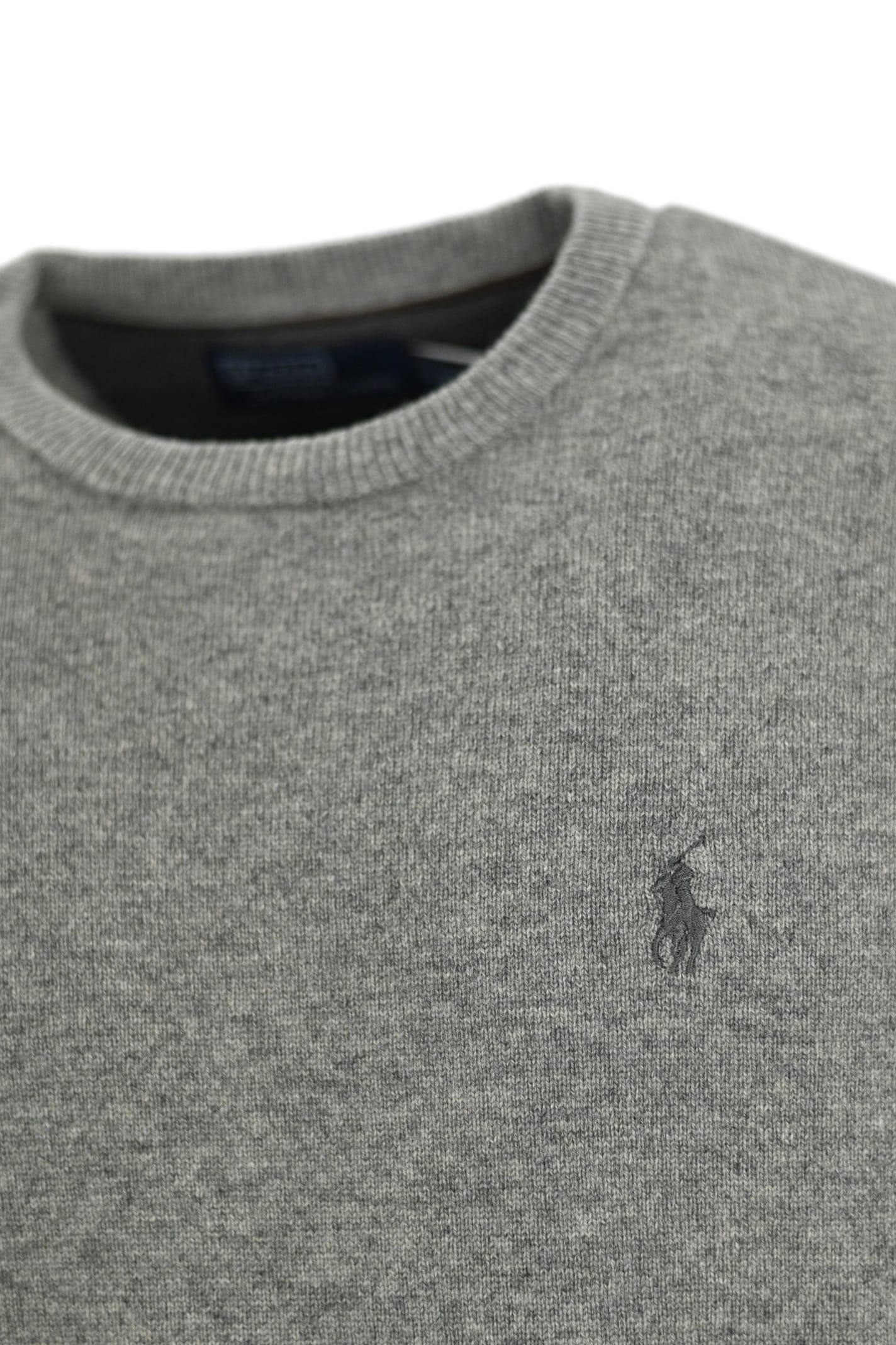 Shop Polo Ralph Lauren Wool Sweater With Pony In Grey