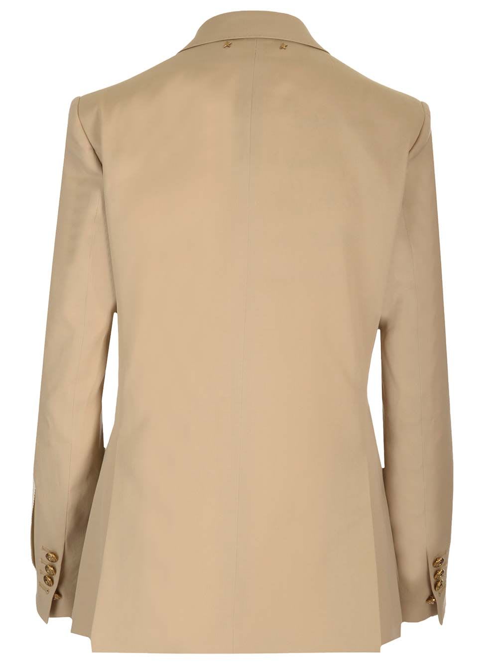 Golden Goose Womens Double-breasted Blazer In Sand With Gold Heraldic Buttons In Sand