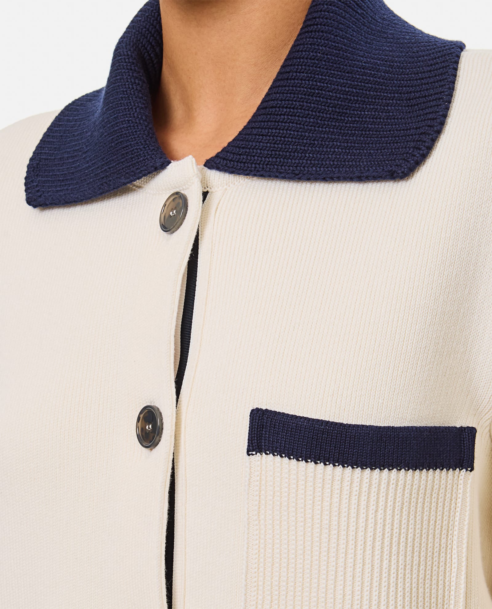 Shop Thom Browne Polo Collar Cotton And Cashmere Jacket In White