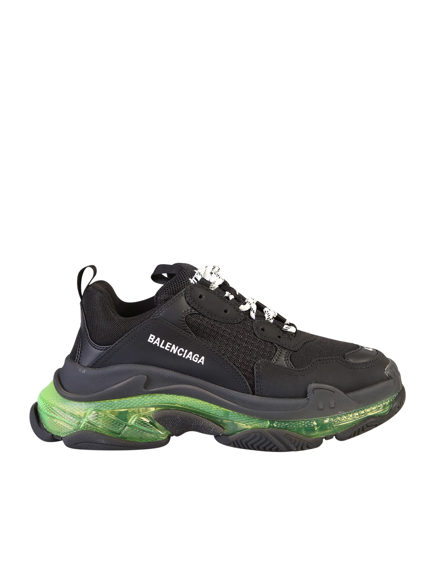 BALENCIAGA TRIPLE S LEATHER AND MESH SNEAKERS,11267127