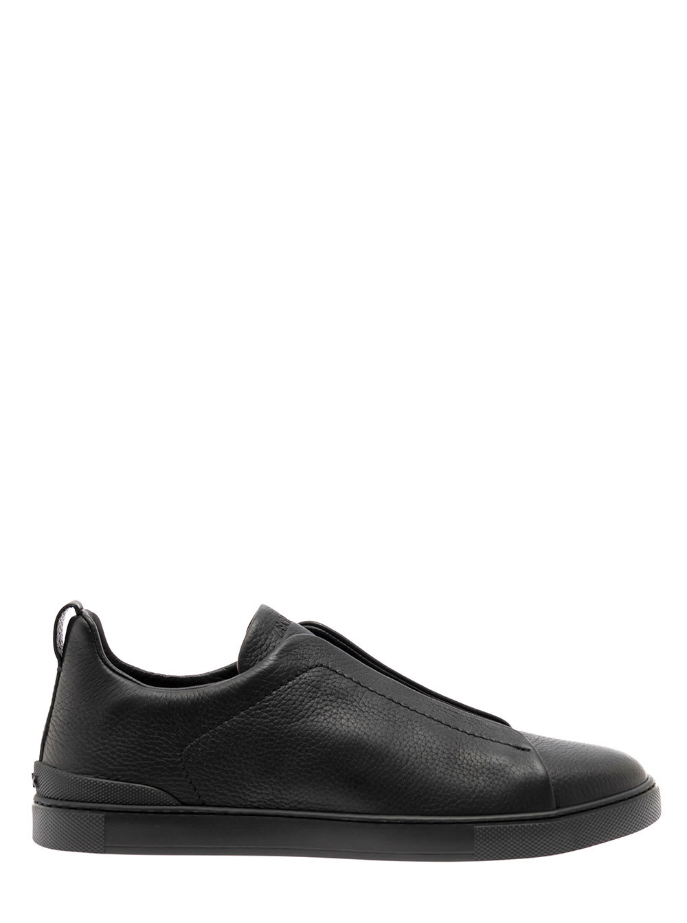 Z Zegna Triple Stitch Sneakers Without Laces In Black Leather Man Z Zegna