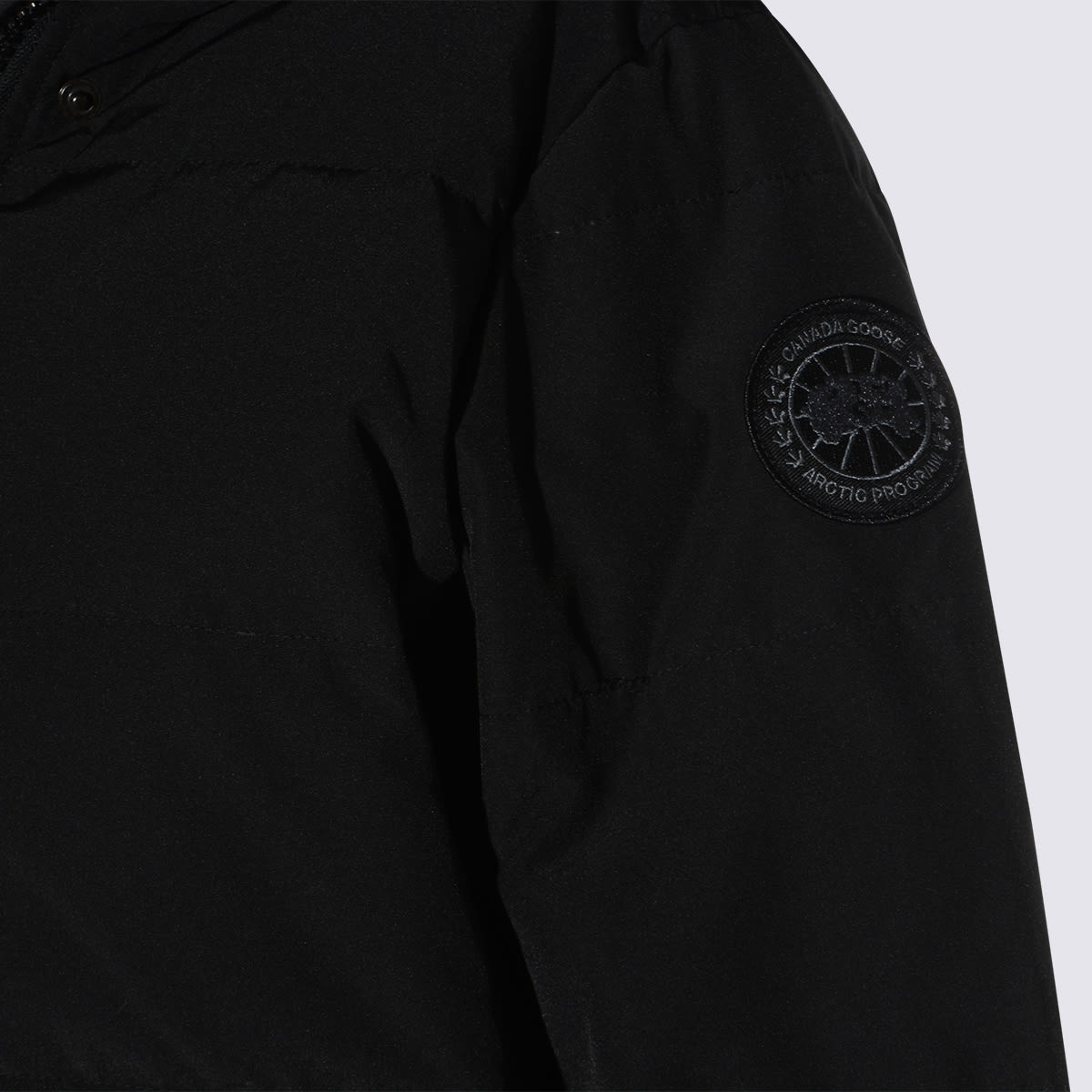 Canada Goose Long Hooded Down Jacket With Adjustable Cuffs In Black
