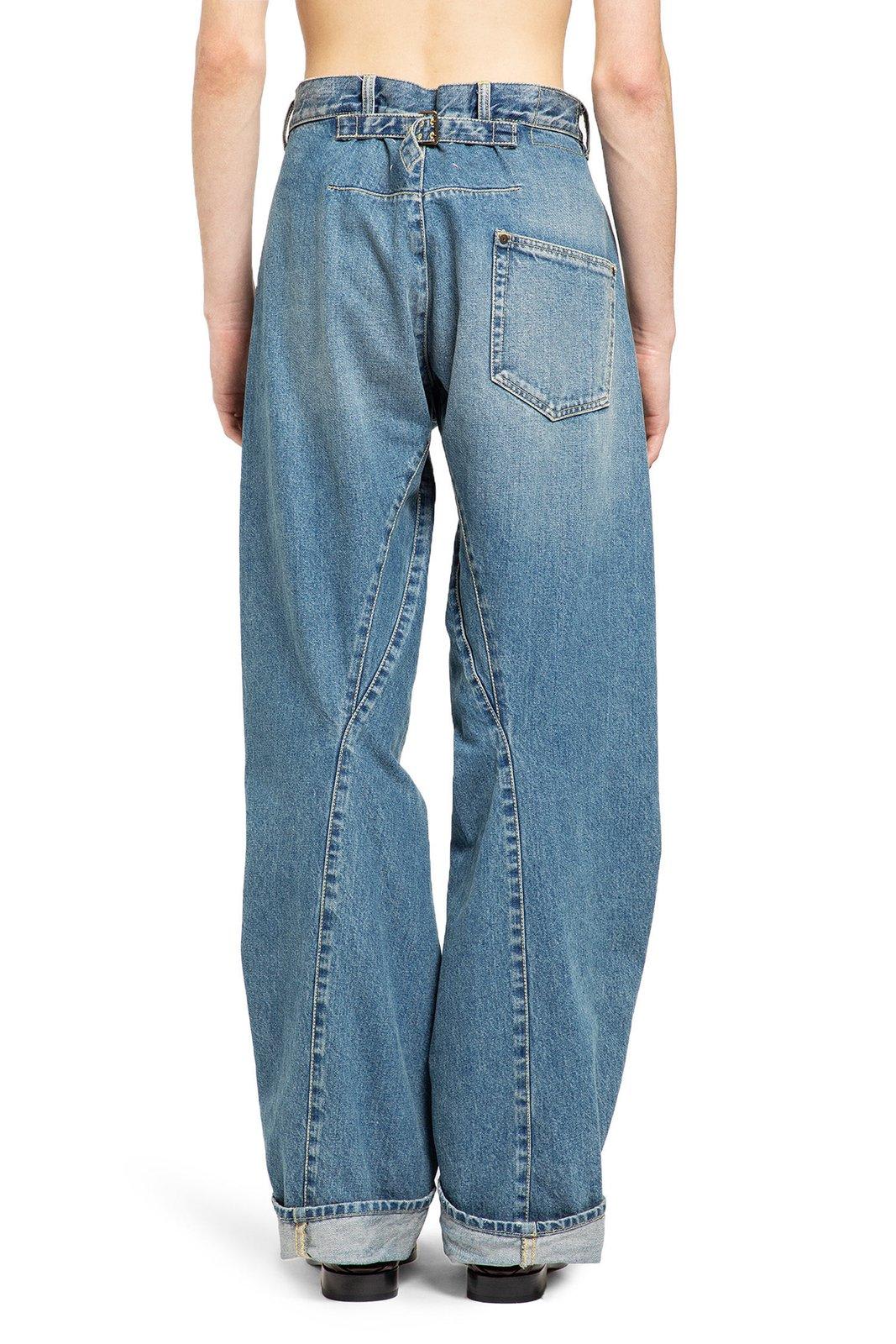 Shop Maison Margiela Mid-rise Seam-detailed Tapered Jeans In Denim