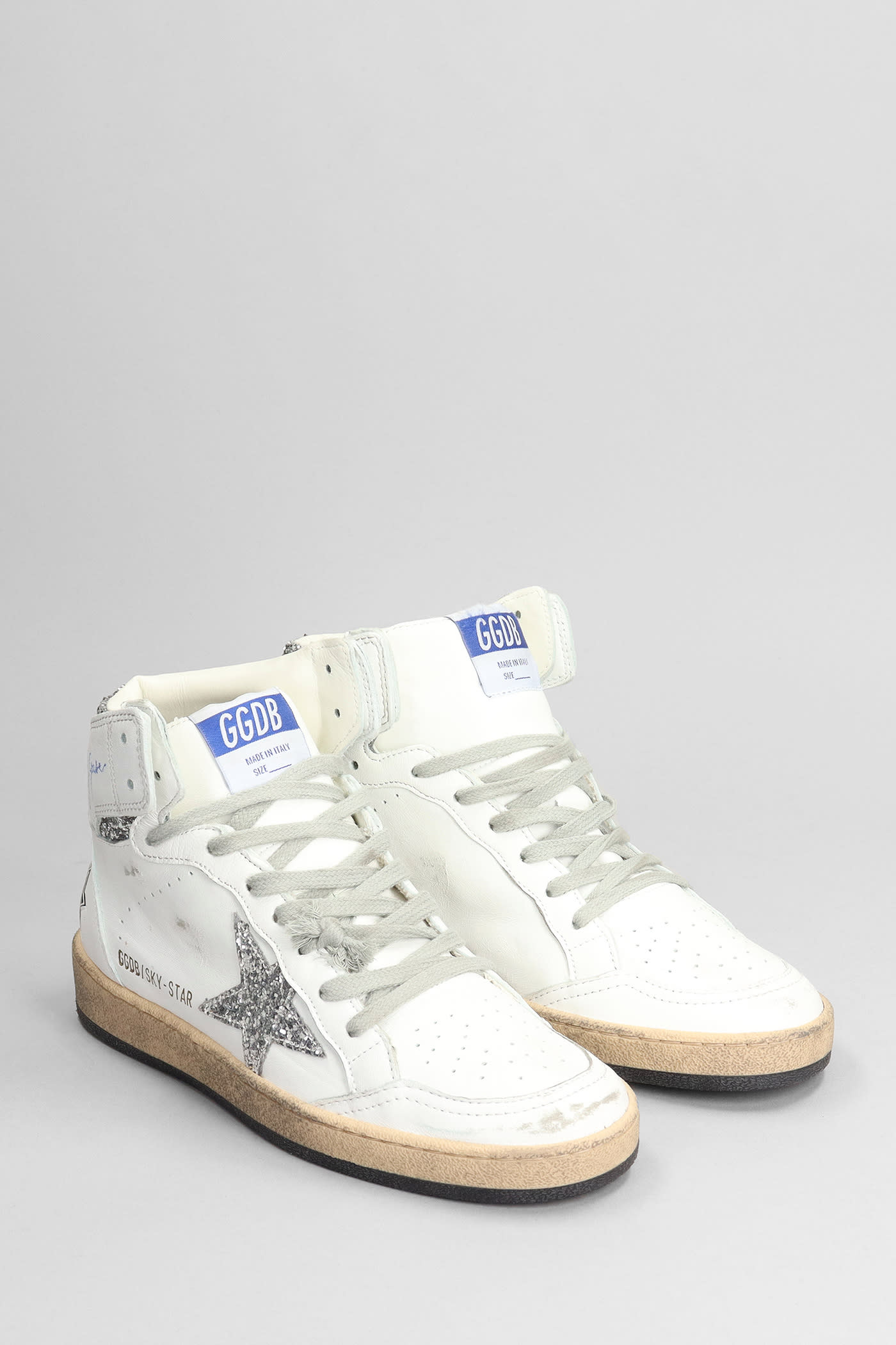 Shop Golden Goose Sky Star Sneakers In White Leather