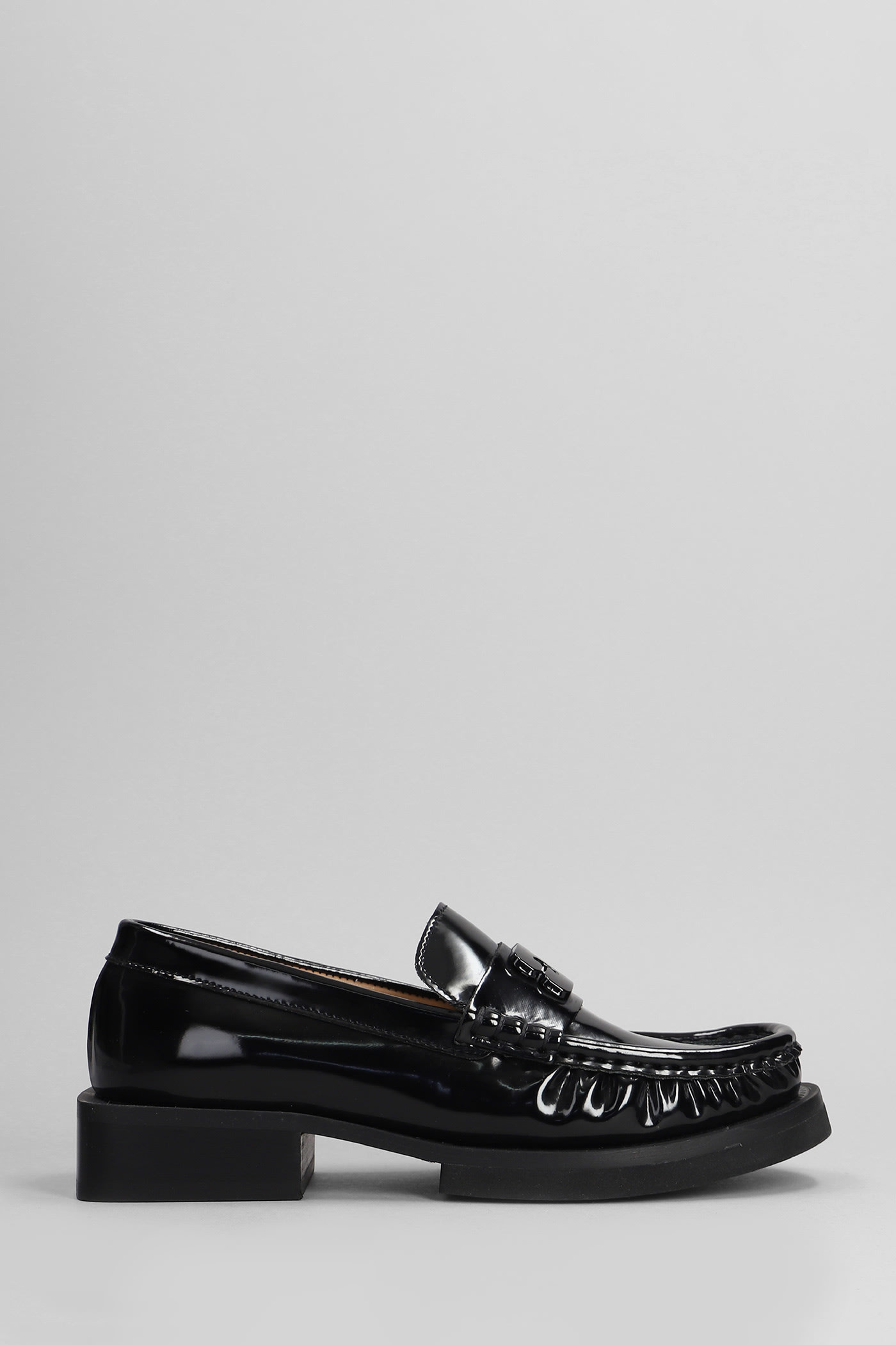 Shop Ganni Loafers In Black Leather