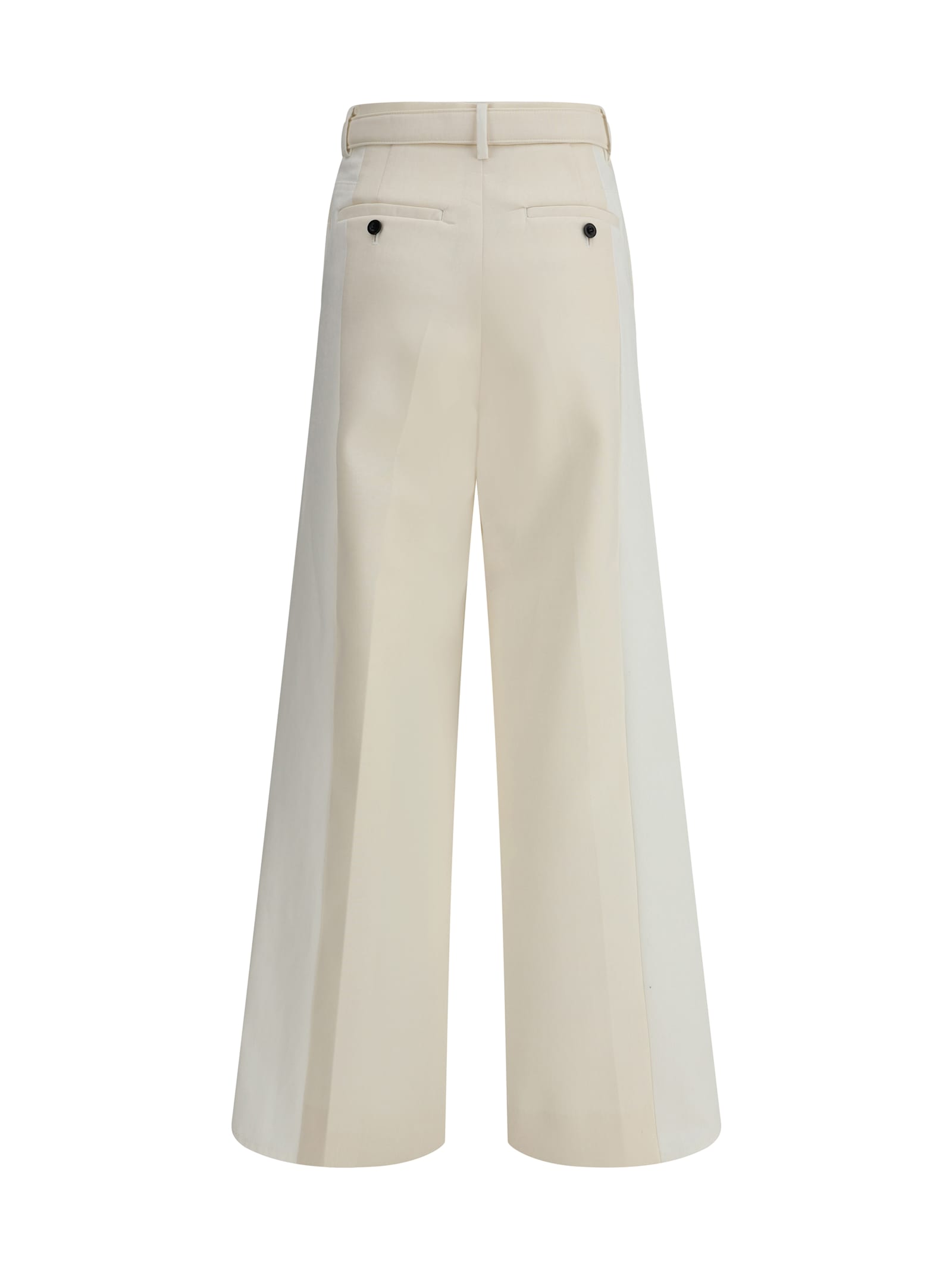 Sacai Wide Leg Denim Trousers With Button Detail